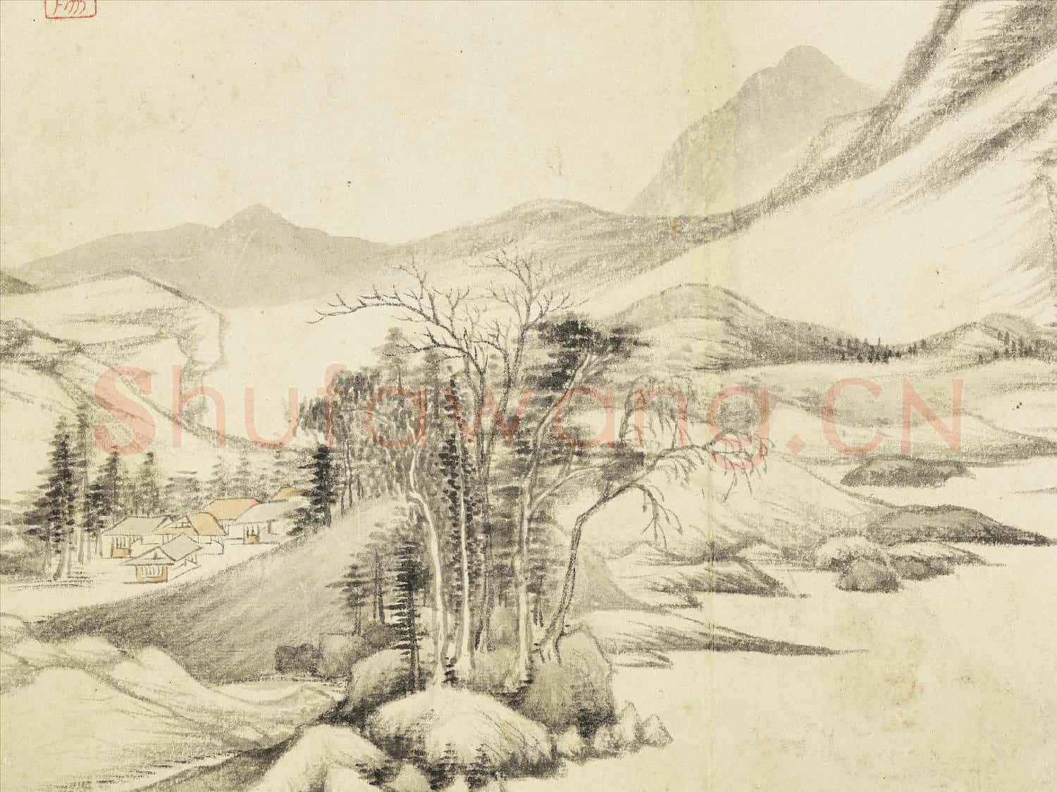 明程嘉燧山水 冊 江濱疏林