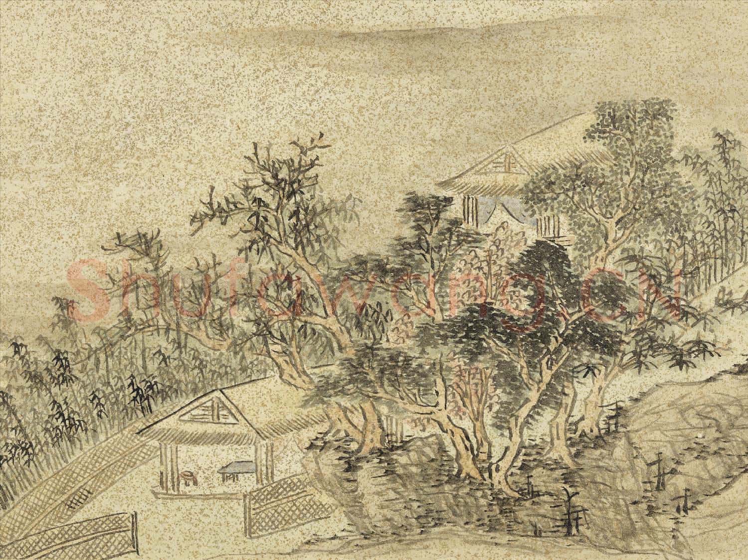明李流芳畫唐人詩意 冊 耿湋夜尋盧處士詩
