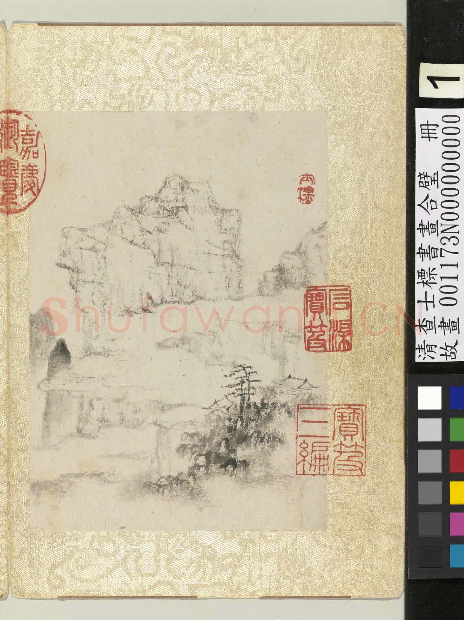 清查士標書畫合璧 冊 仙樓高峙