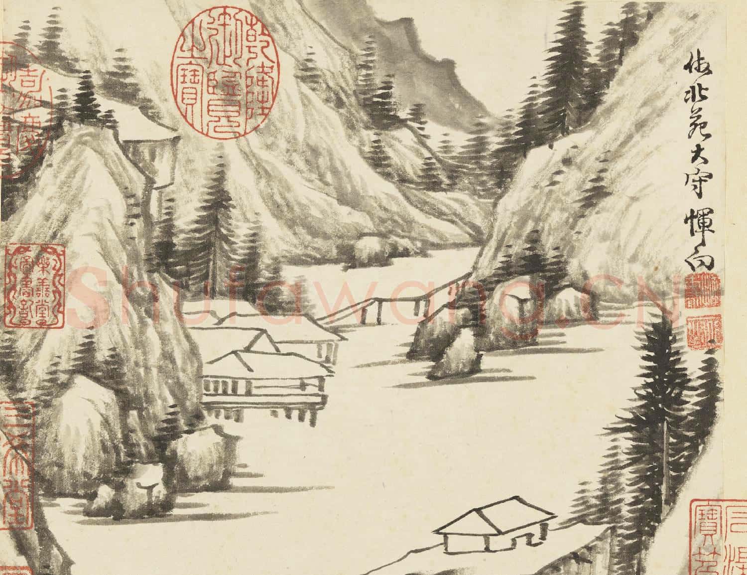 清惲向仿古 冊 倣董源山水