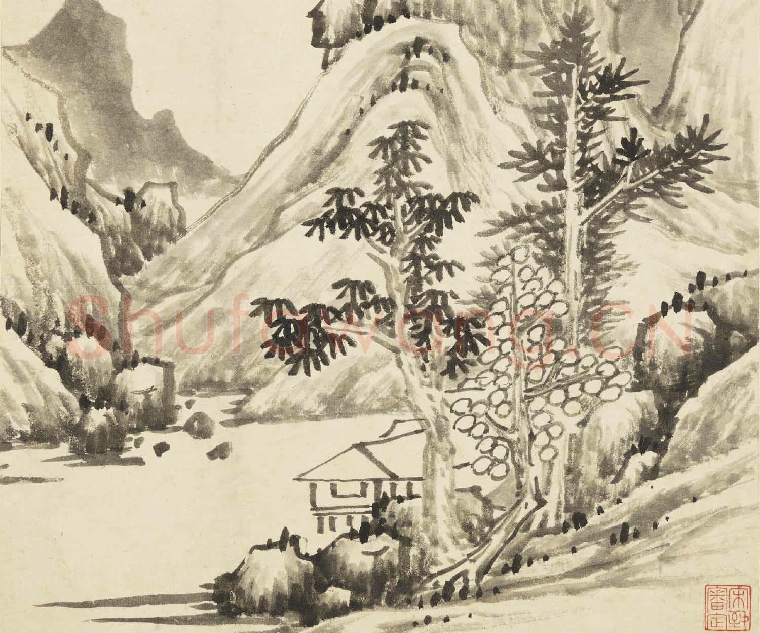 清惲向仿古 冊 學董巨山水