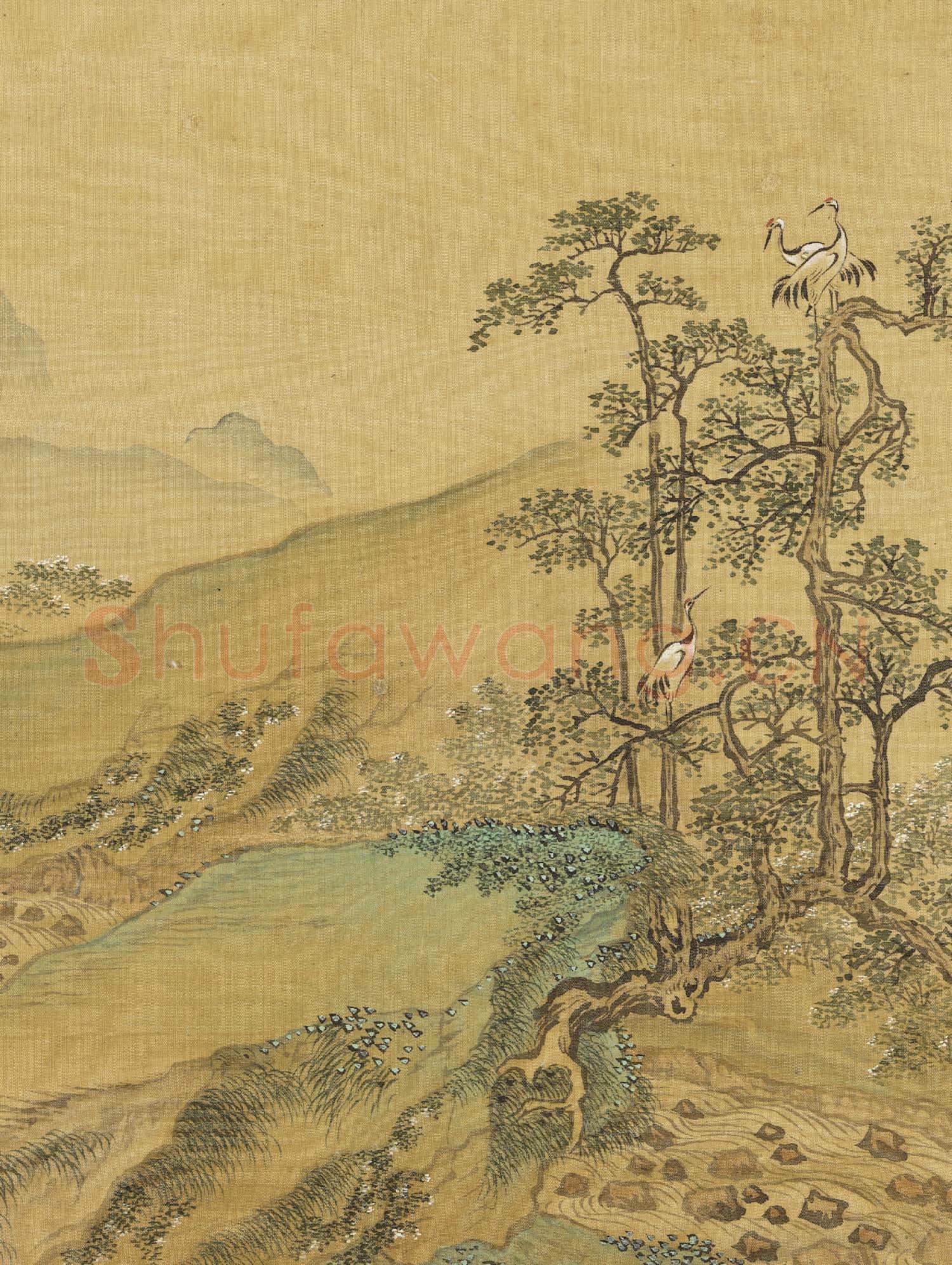 清王翬畫山水 冊 倣李嵩古木鶴群