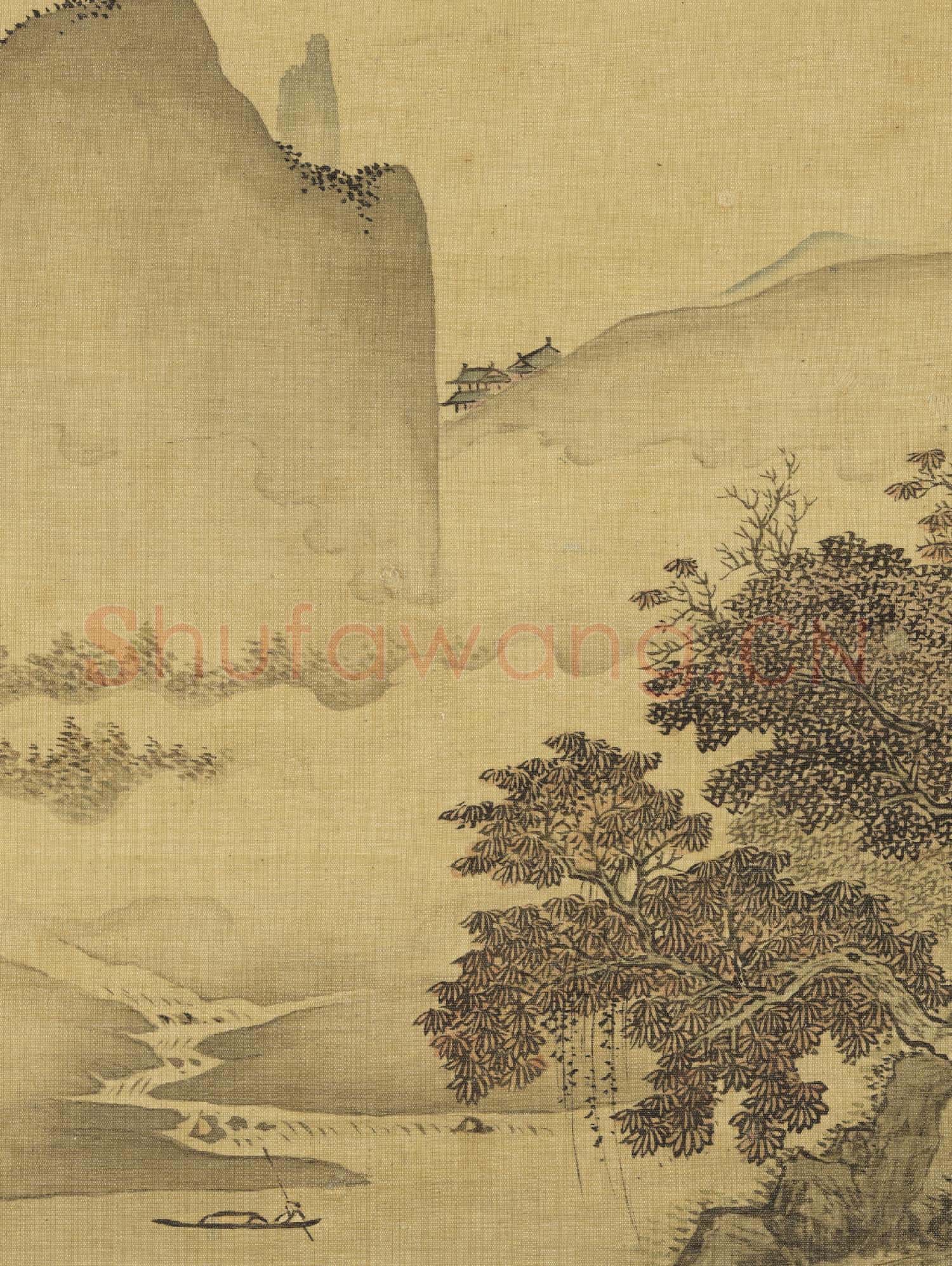 清王翬畫山水 冊 倣劉松年霜林晚霽