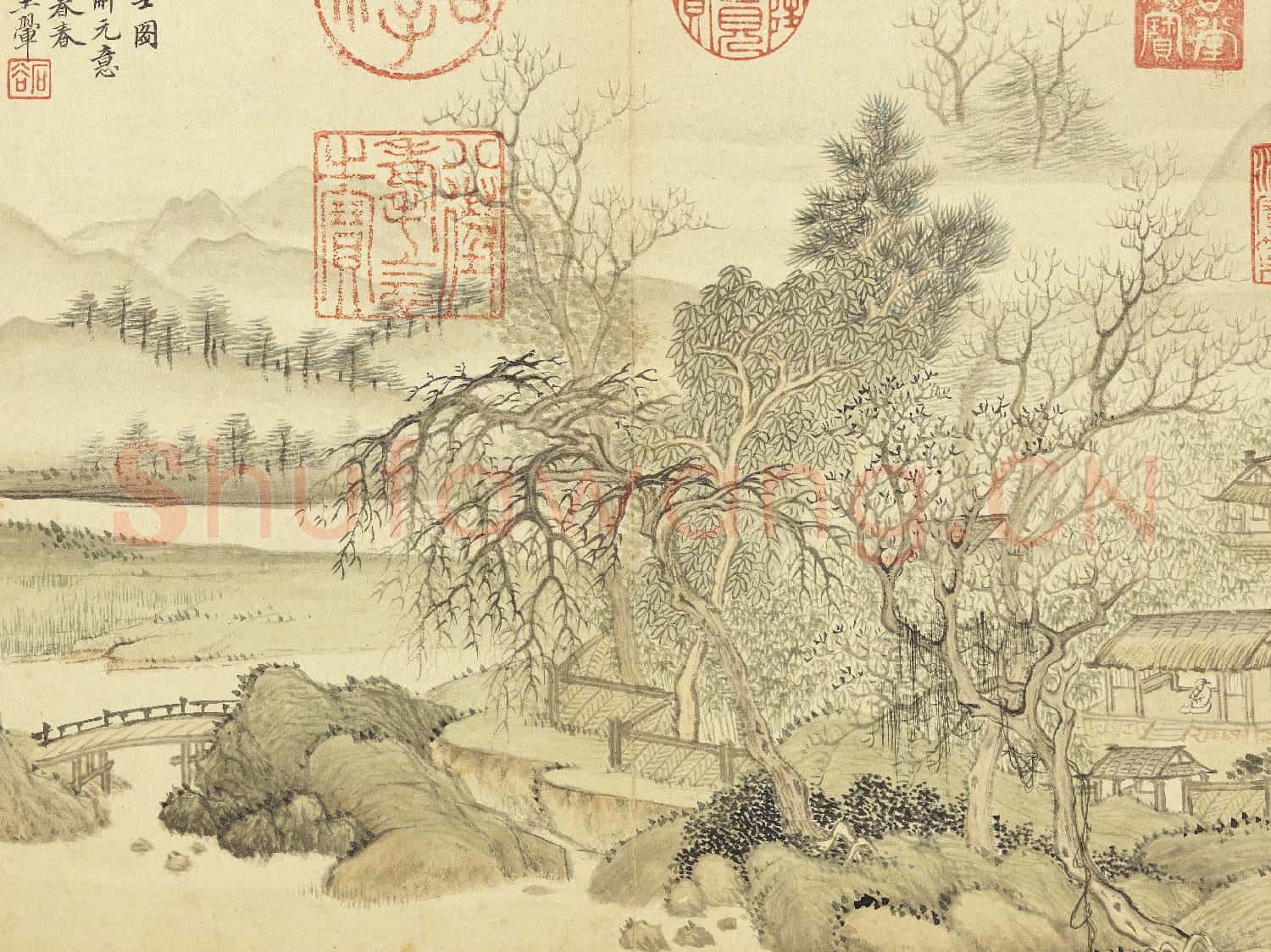 清王翬仿諸家山水 冊 倣唐寅秋林高士圖
