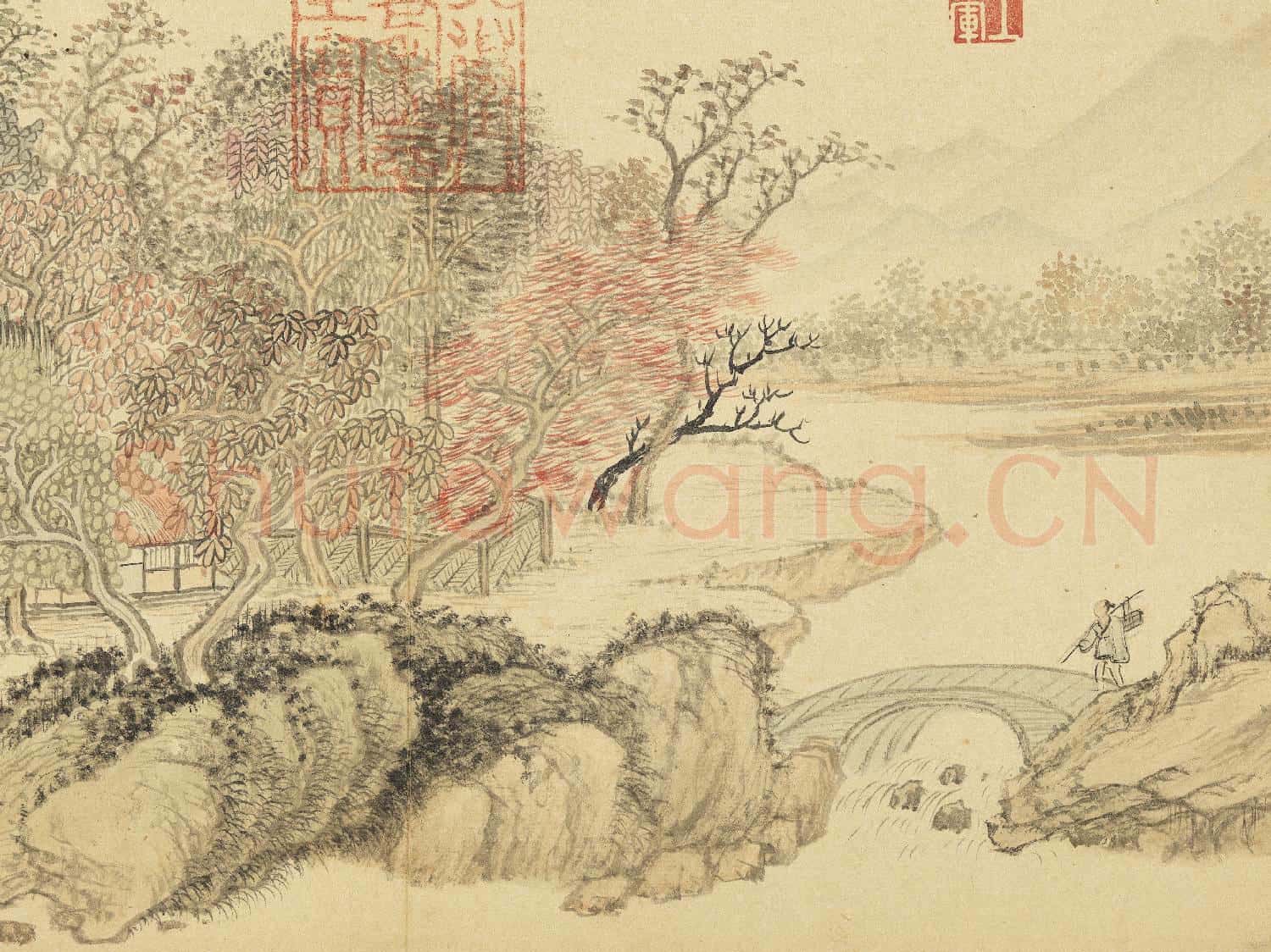 清王翬仿諸家山水 冊 倣王蒙紅樹山莊圖