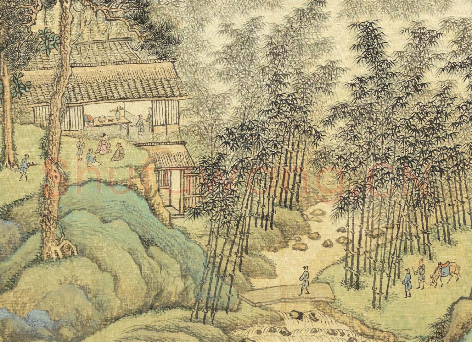 清王翬仿古山水 冊 倣劉松年竹院逢僧圖