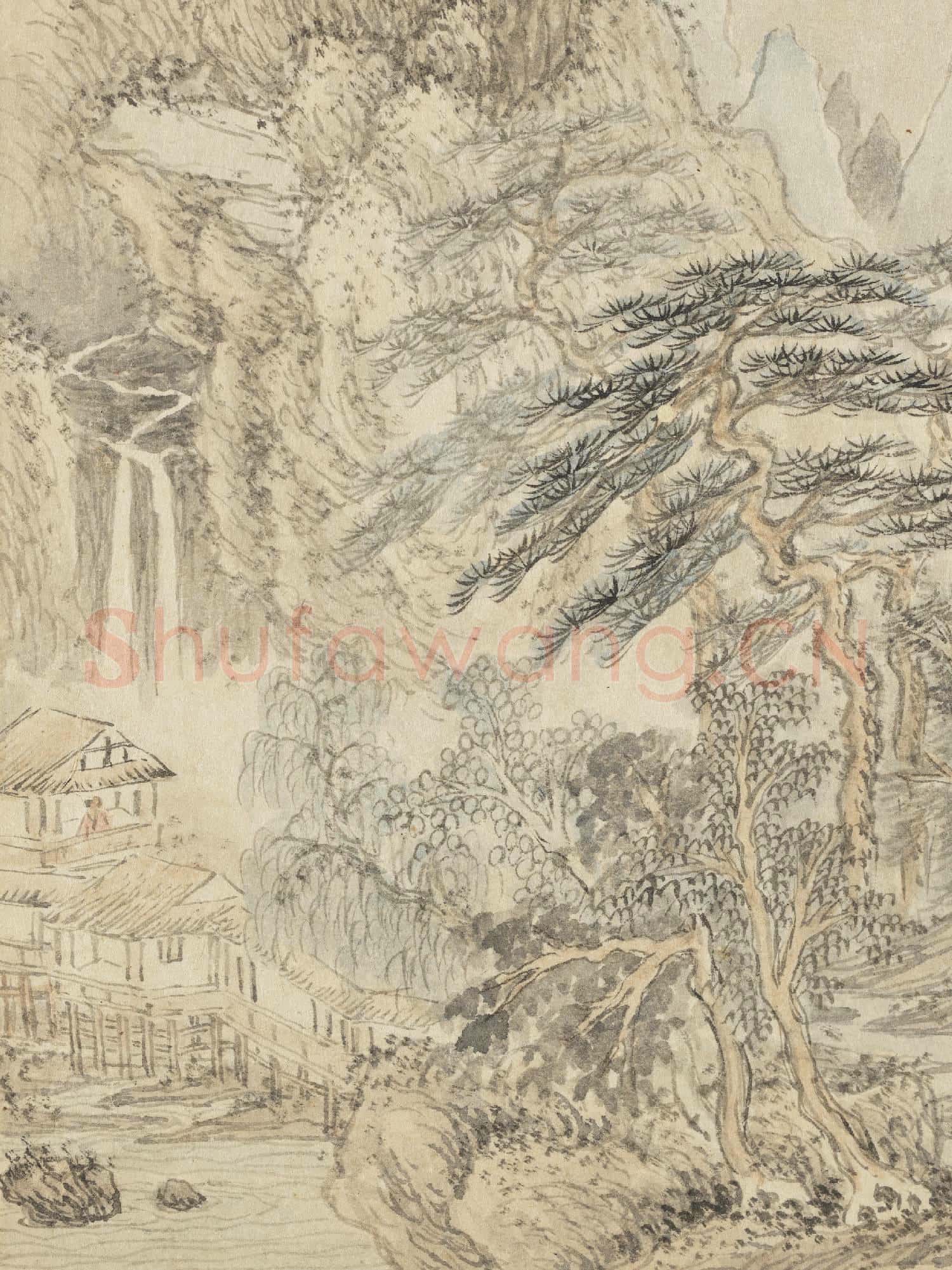 清王翬墨蹟 冊 倣王蒙松風聽瀑圖