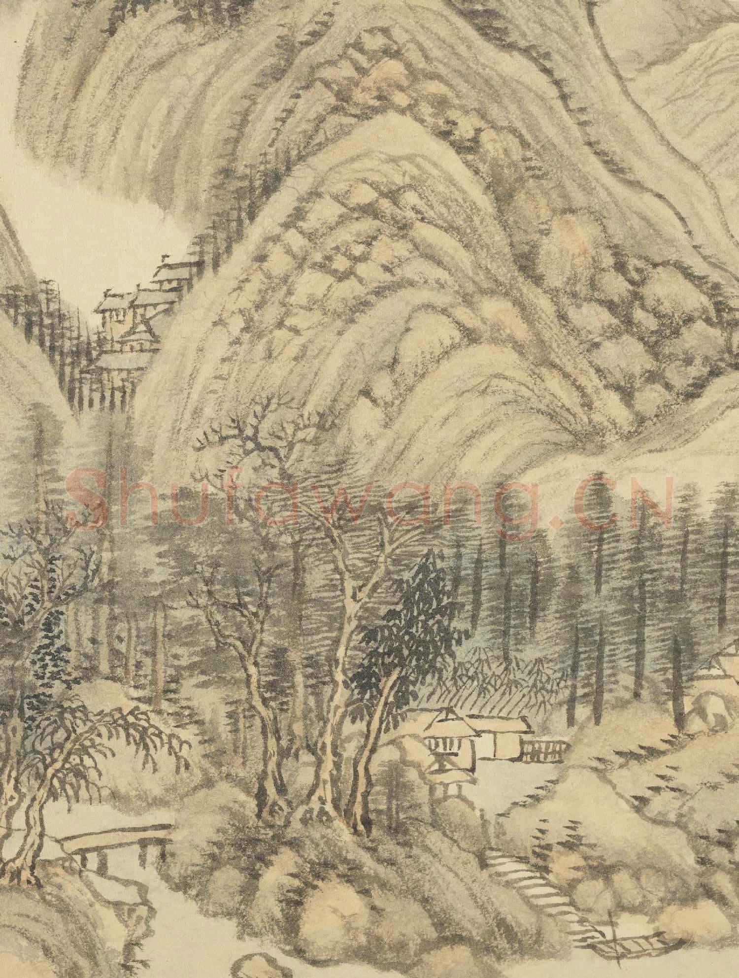 清王翬圖繪 冊 大癡道人倣北苑夏山圖