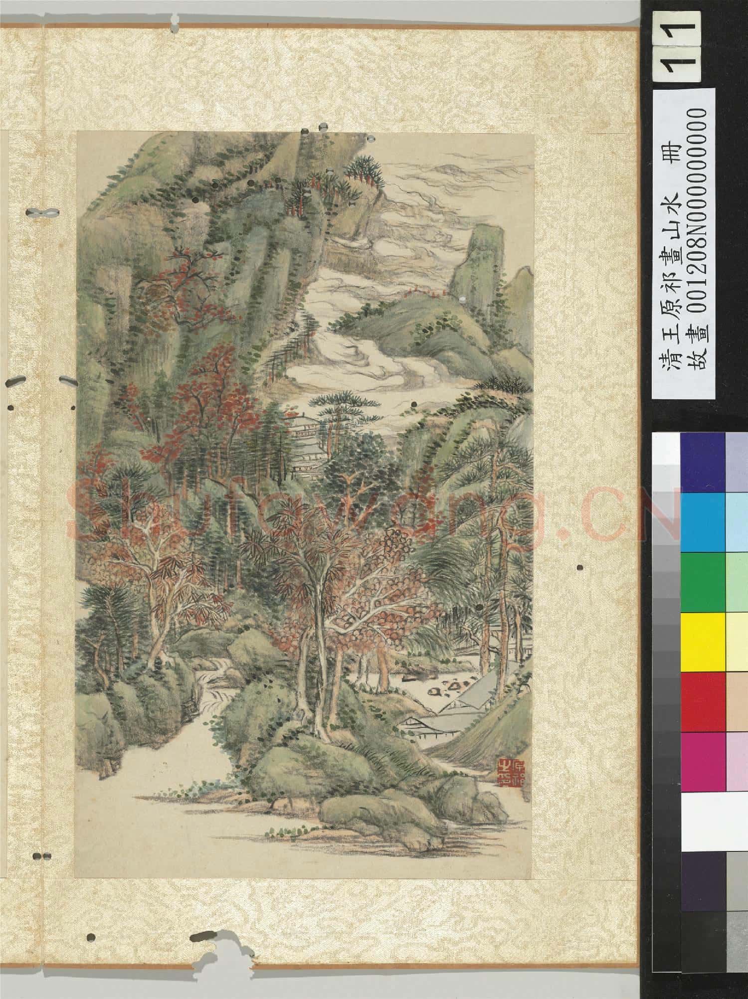 清王原祁畫山水 冊 紅葉綠山