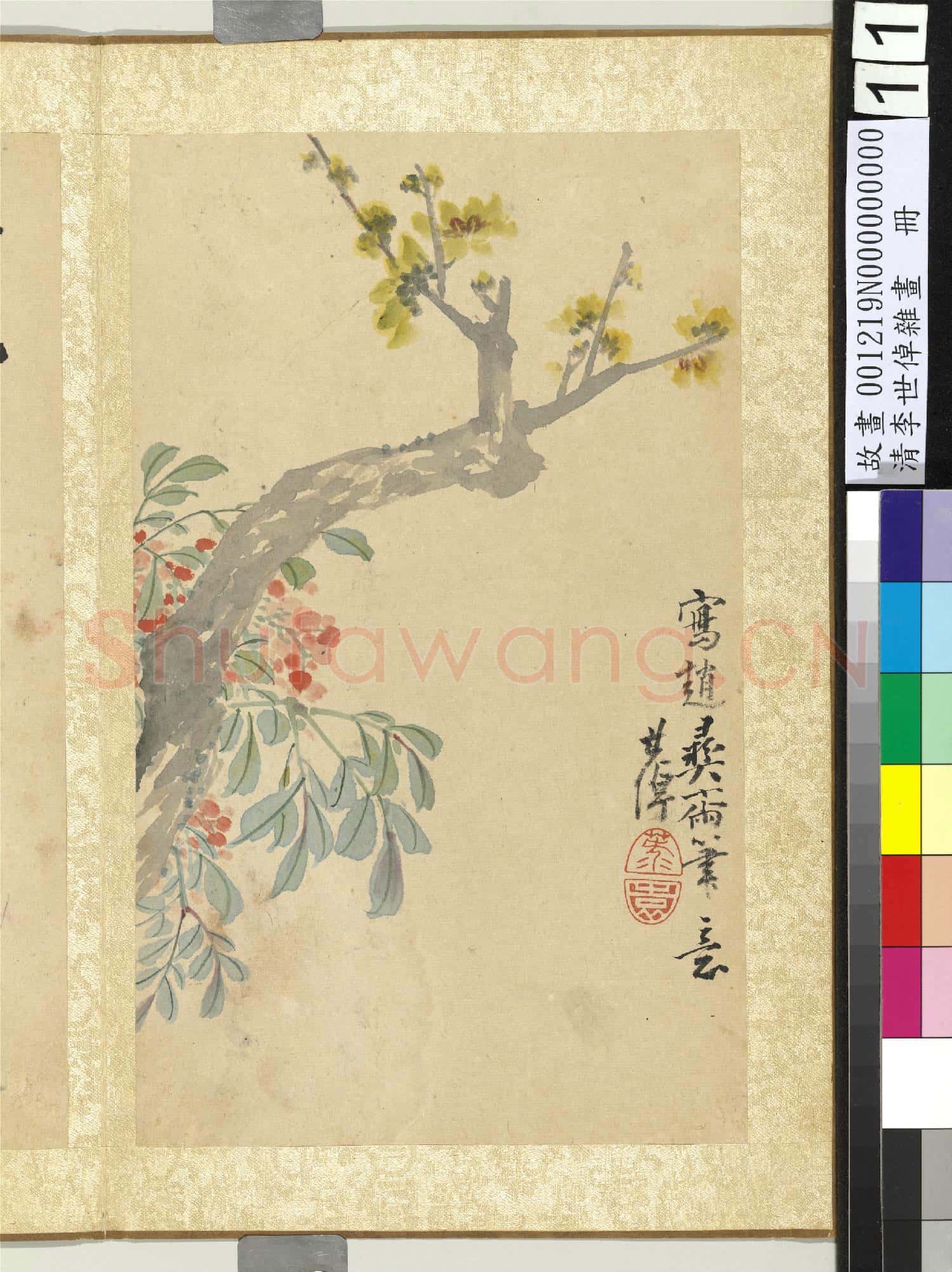 清李世倬雜畫 冊 蠟梅天竺