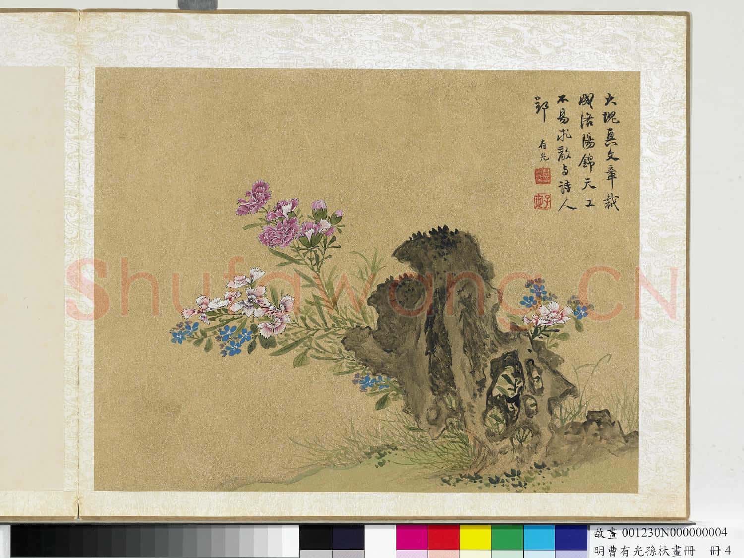 明曹有光孫杕畫冊 冊 石竹