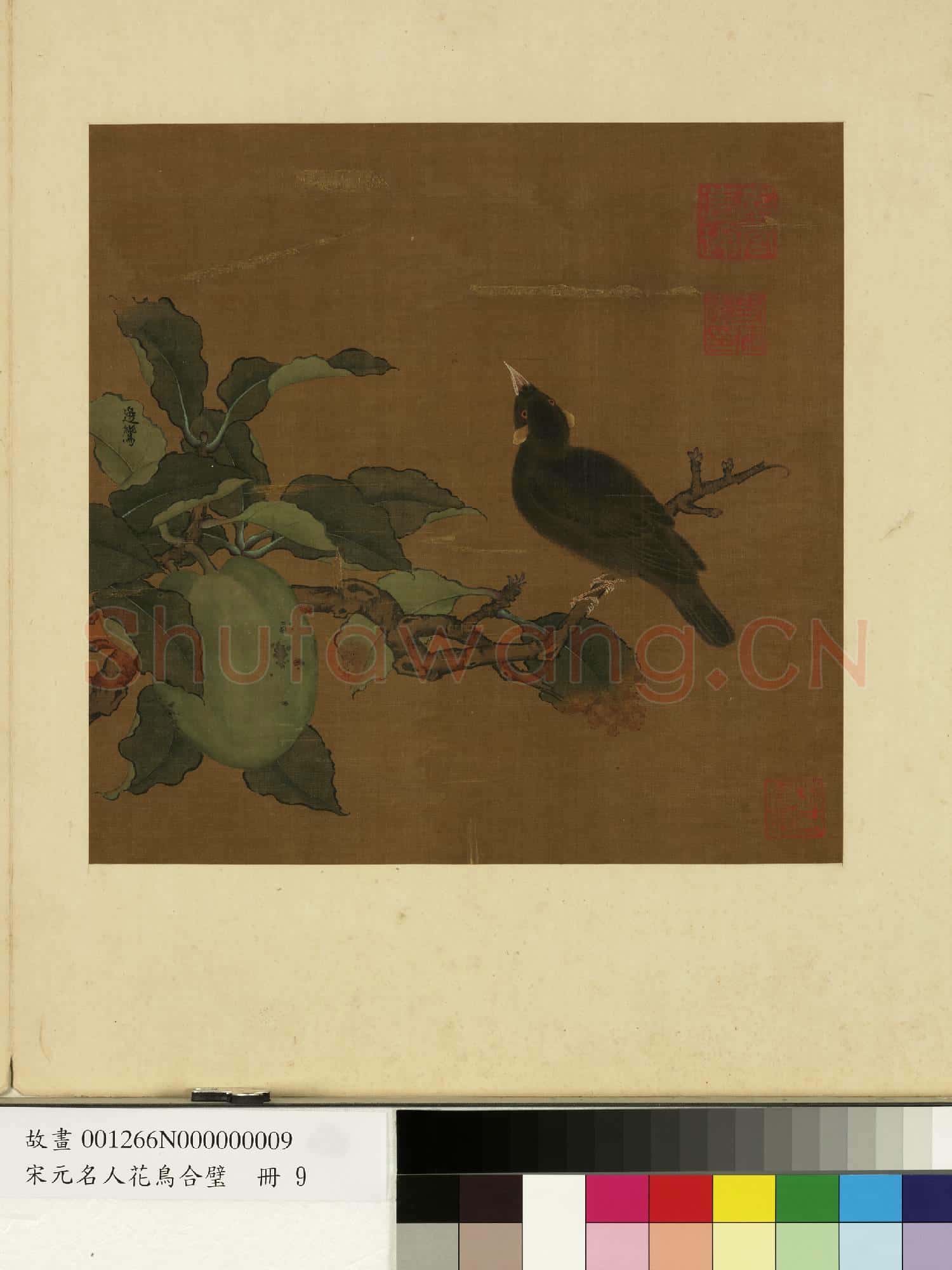 宋元名人花鳥合璧 冊 唐邊鸞秋實山禽