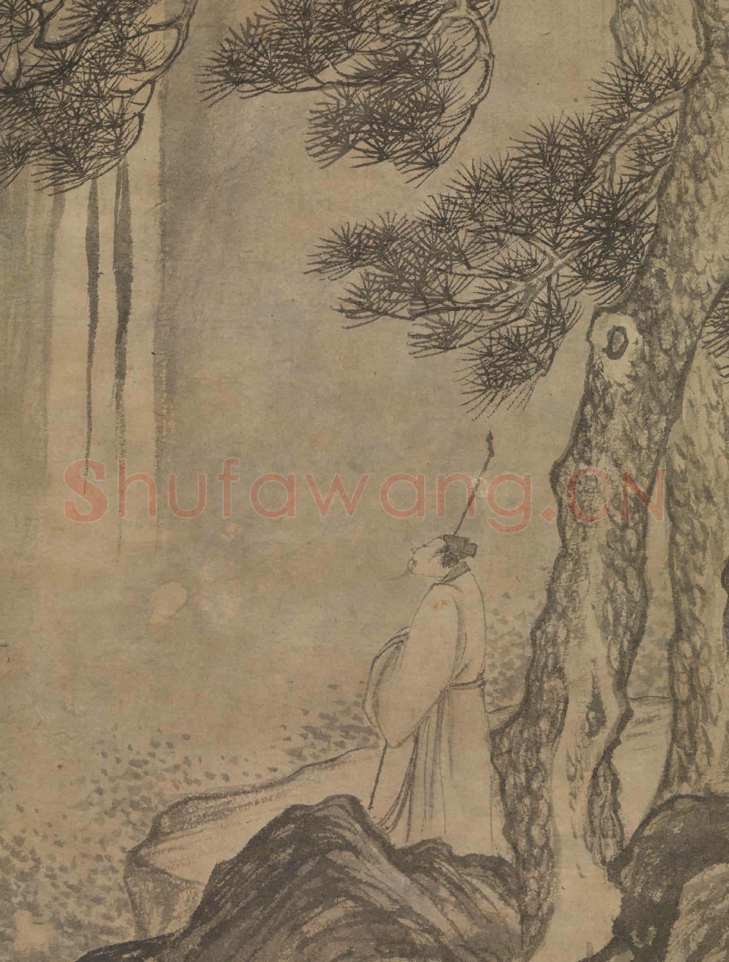 明唐寅空山觀瀑圖 軸