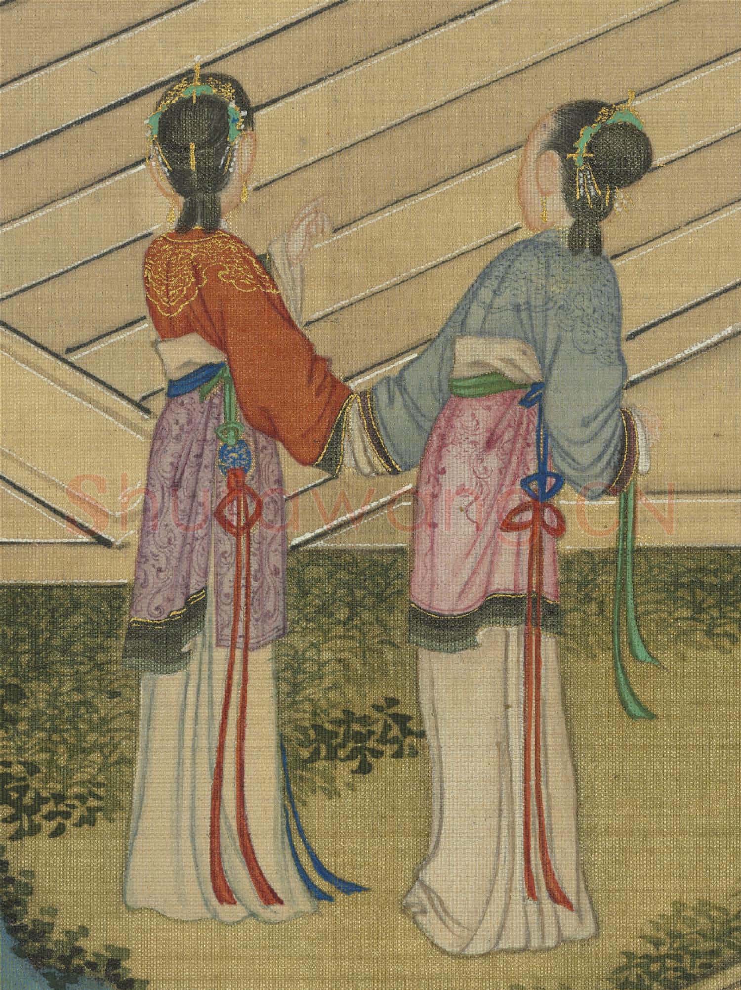 清孫祜周鯤丁觀鵬畫十八學士圖 卷