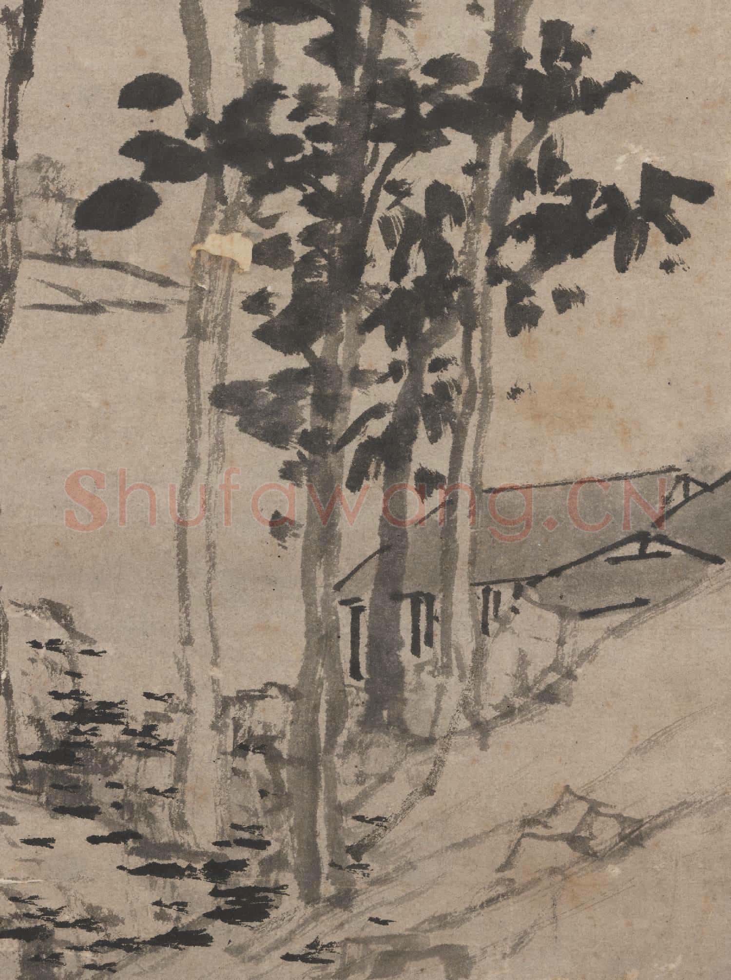 明沈周秋林讀書 軸