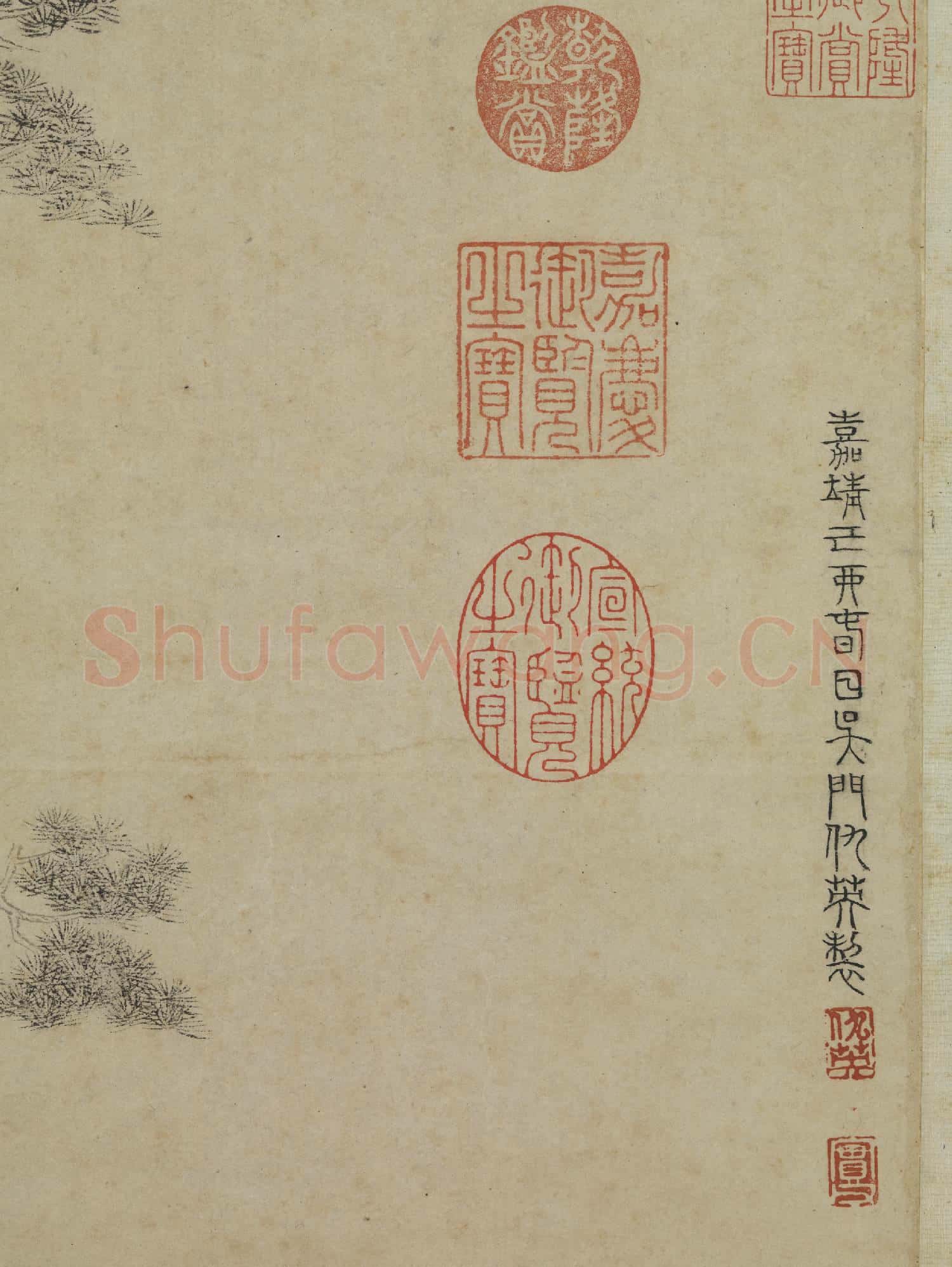 明仇英松陰琴阮 軸