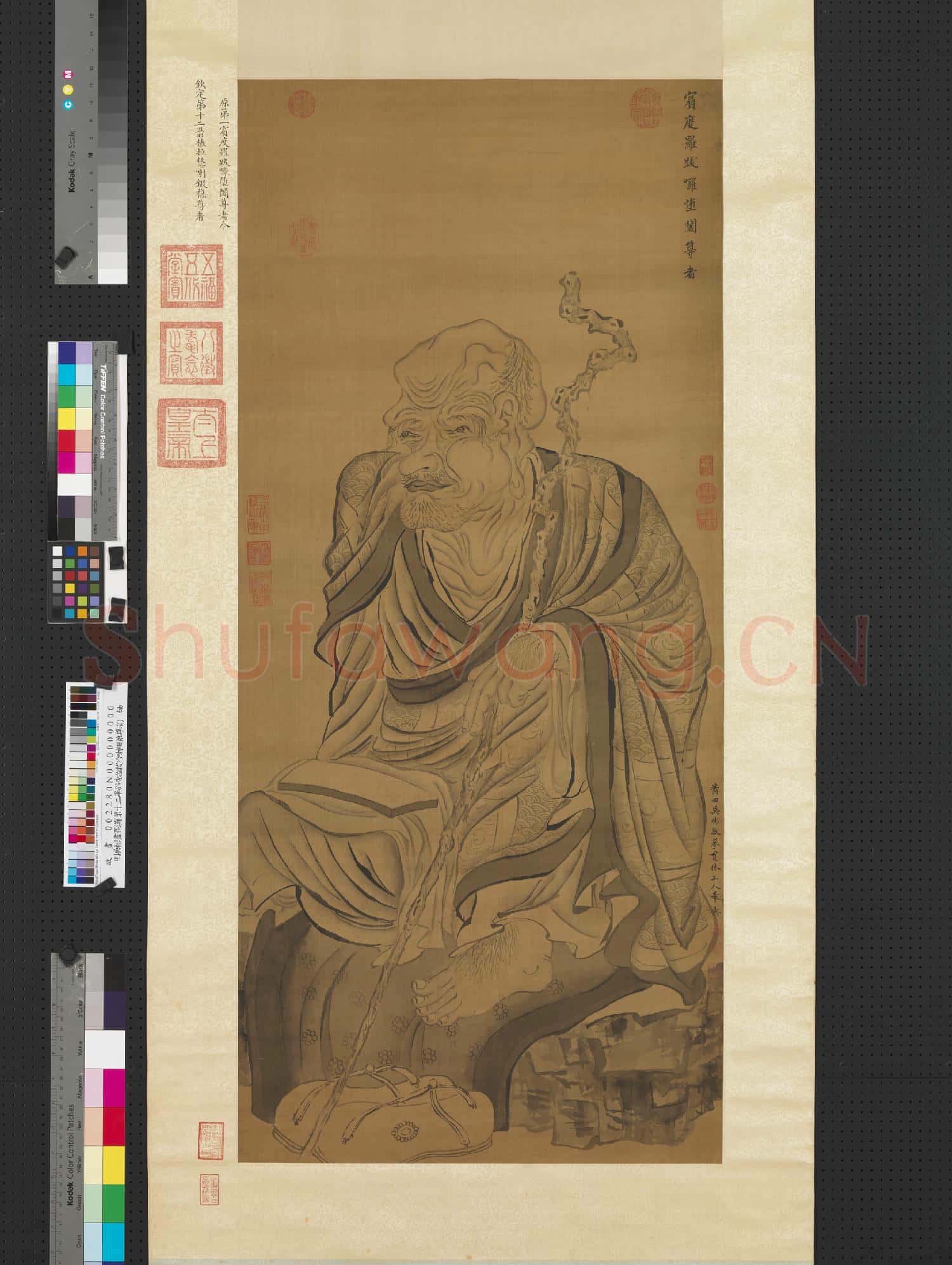 明吳彬畫羅漢(第十二畢那楂拉拔哈喇錣襍尊者)軸