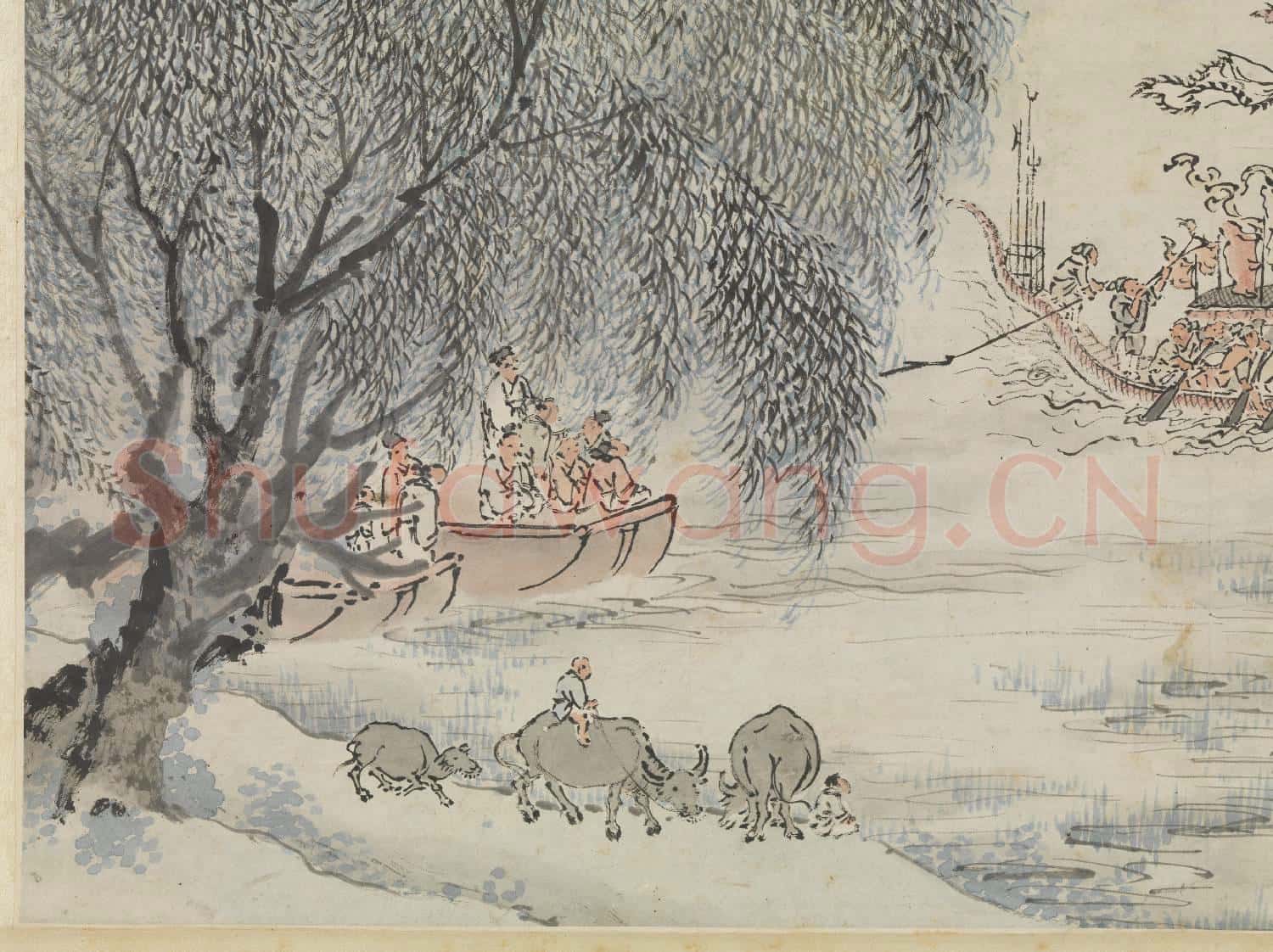 明張宏競渡圖 軸