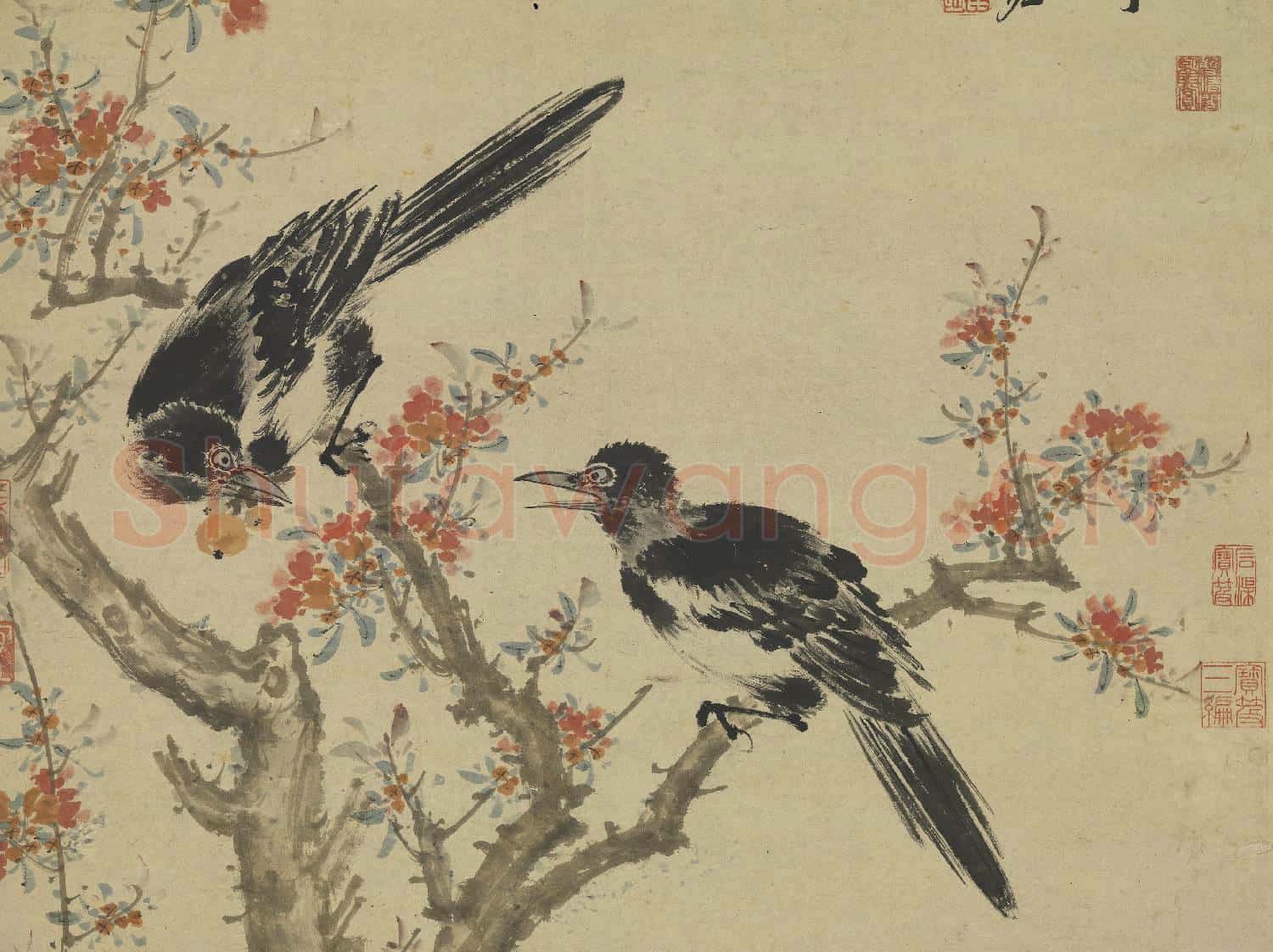 明袁尚統天中得喜 軸