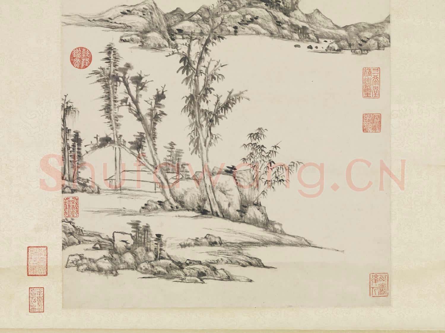 清王原祁仿倪瓚山水 軸