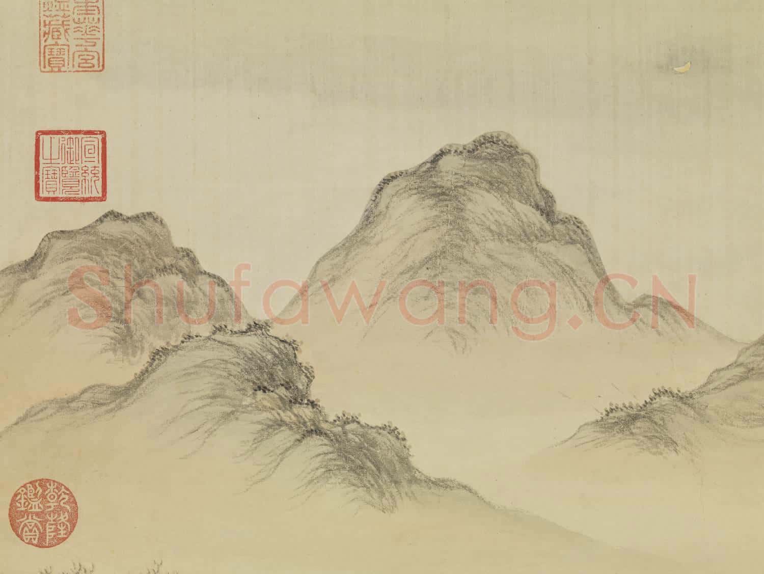 清沈源畫新月詩意 軸