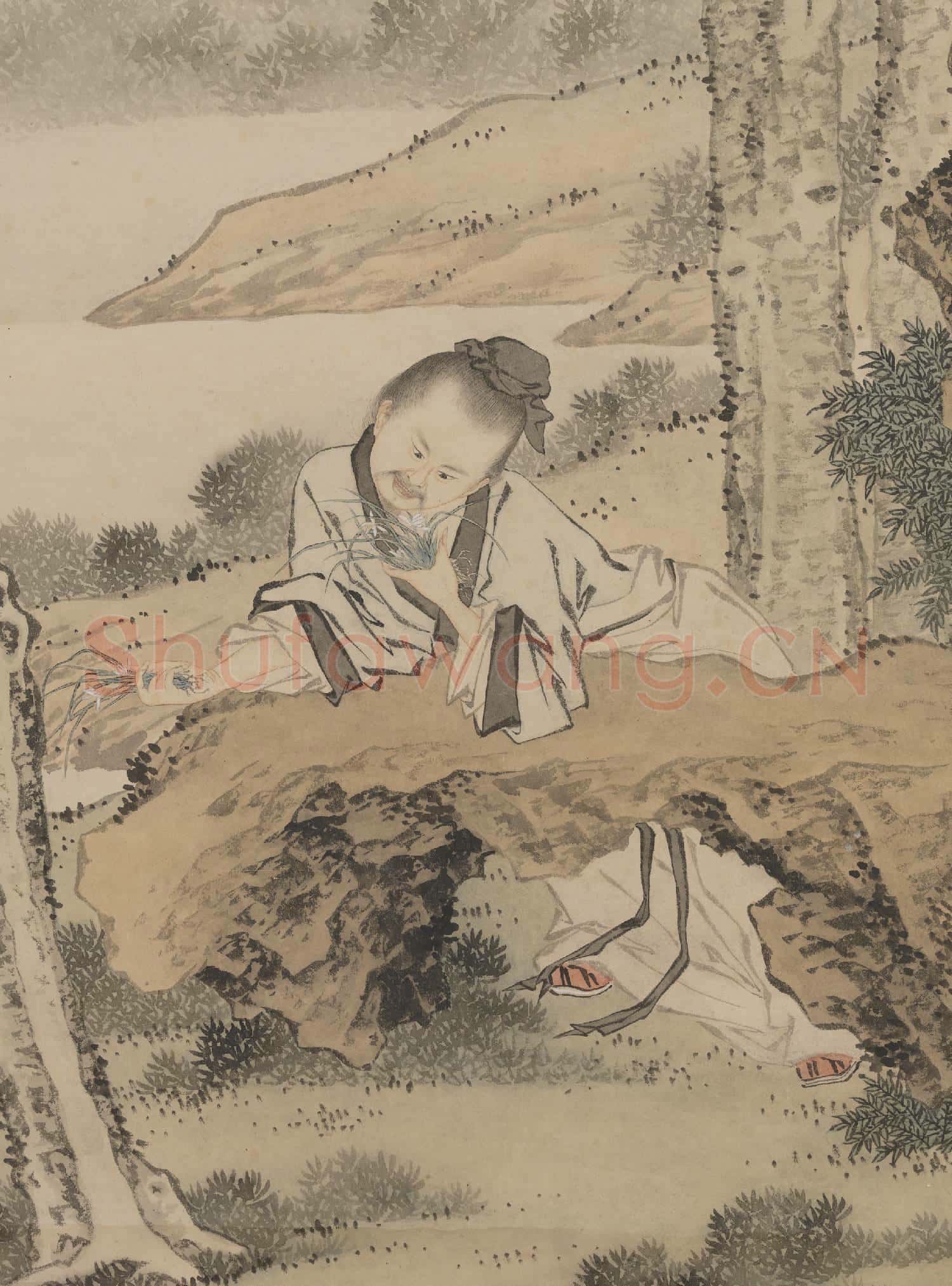 清金廷標採蘭圖高宗御題 軸