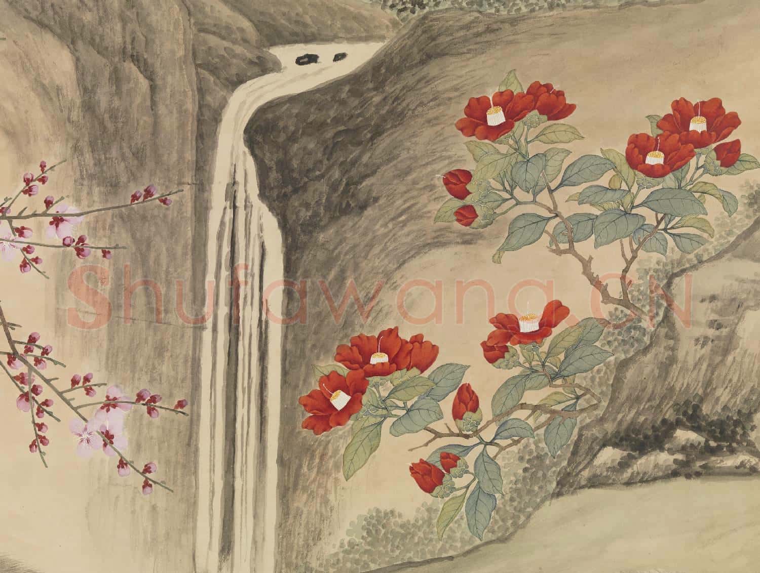 清艾啟蒙畫山貓 軸
