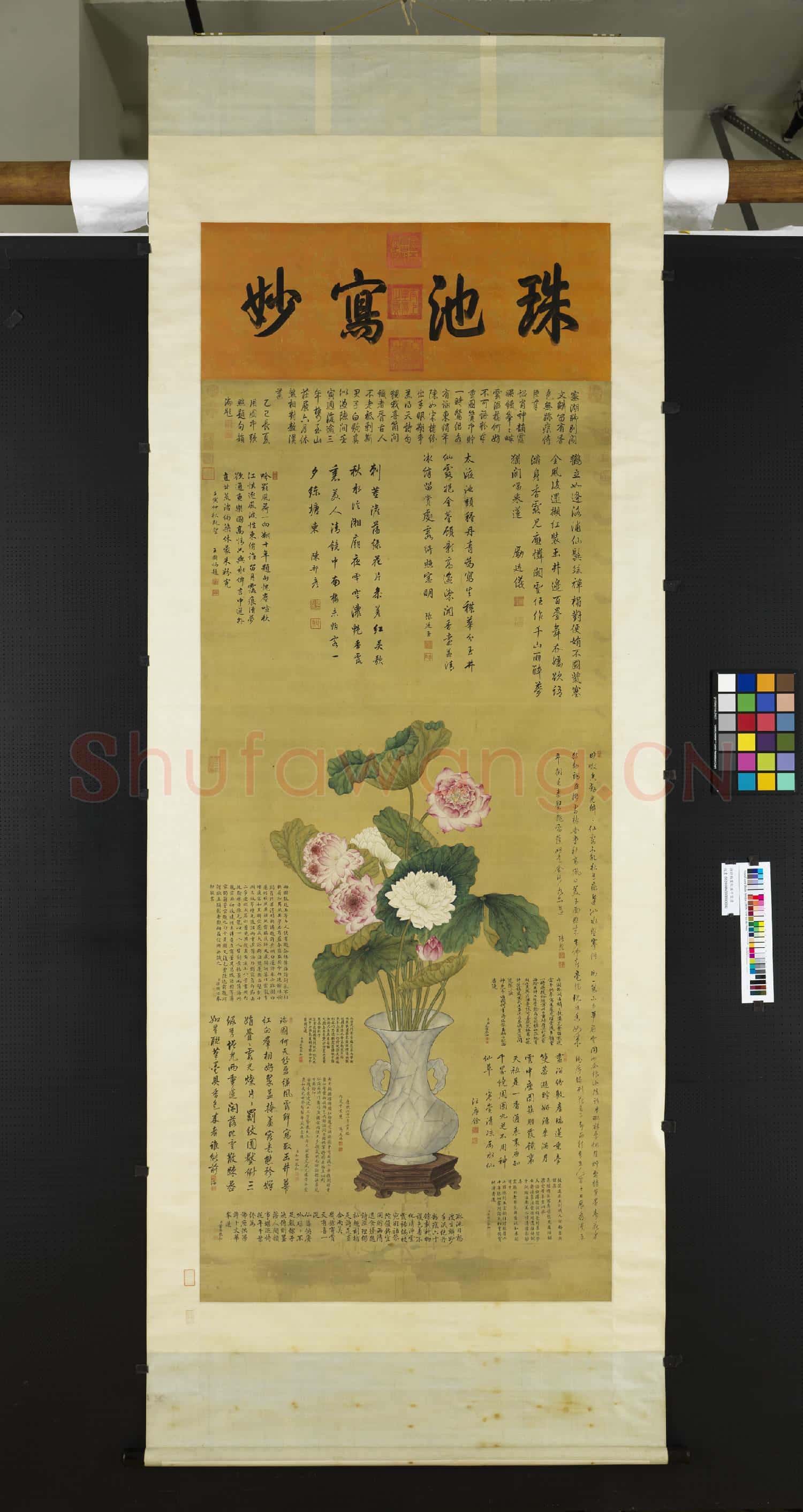 清蔣廷錫畫敖漢千葉蓮 軸