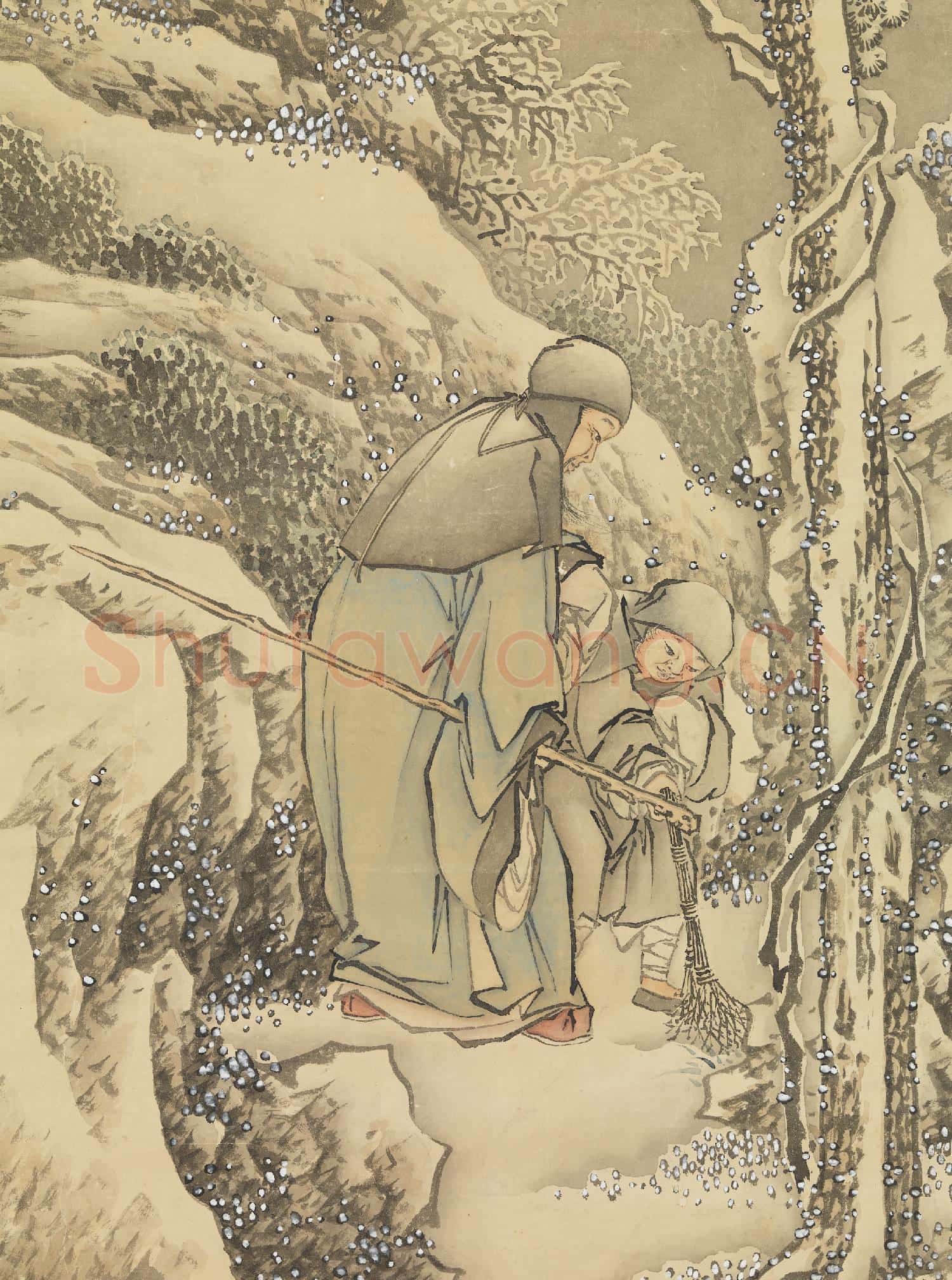 清金廷標瑤圃採芝圖 軸