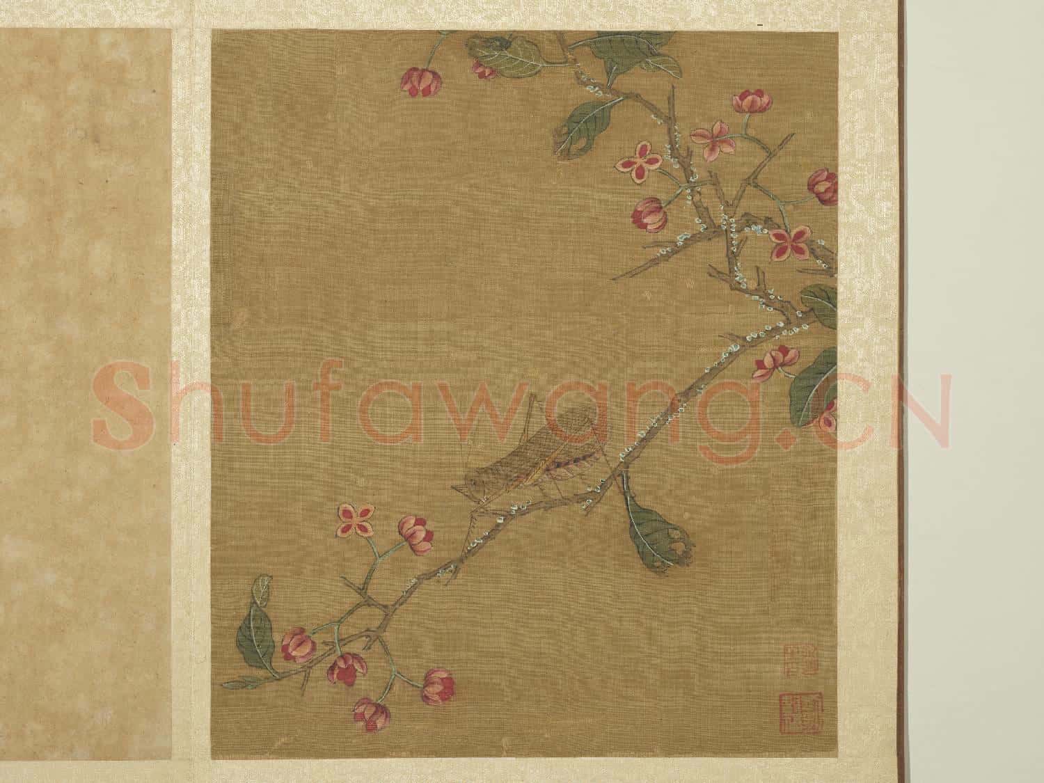 宋錢選寫生圖 冊 花草螽斯