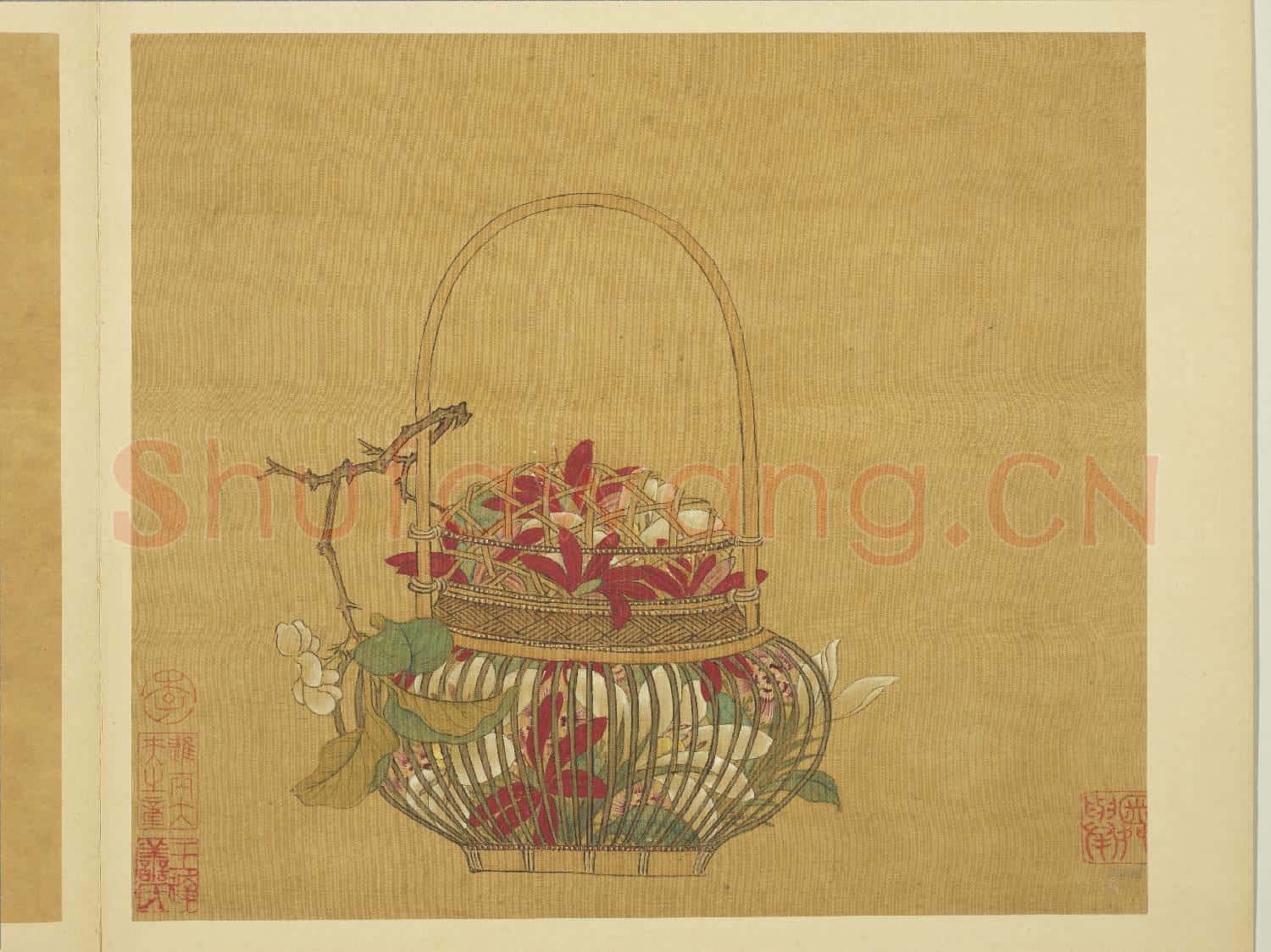 宋錢選畫花籃圖 冊 石竹茉莉梔枝