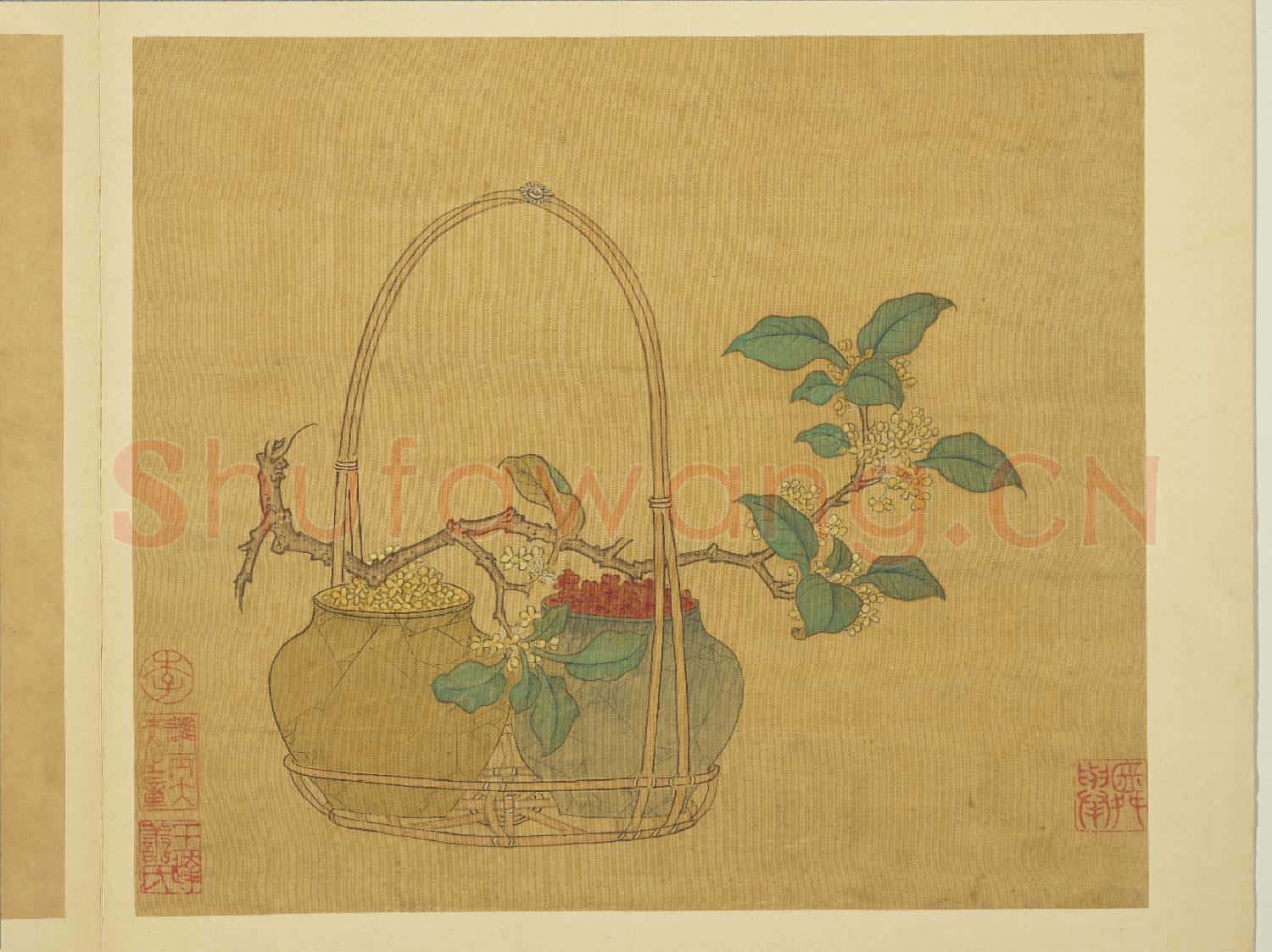 宋錢選畫花籃圖 冊 桂花