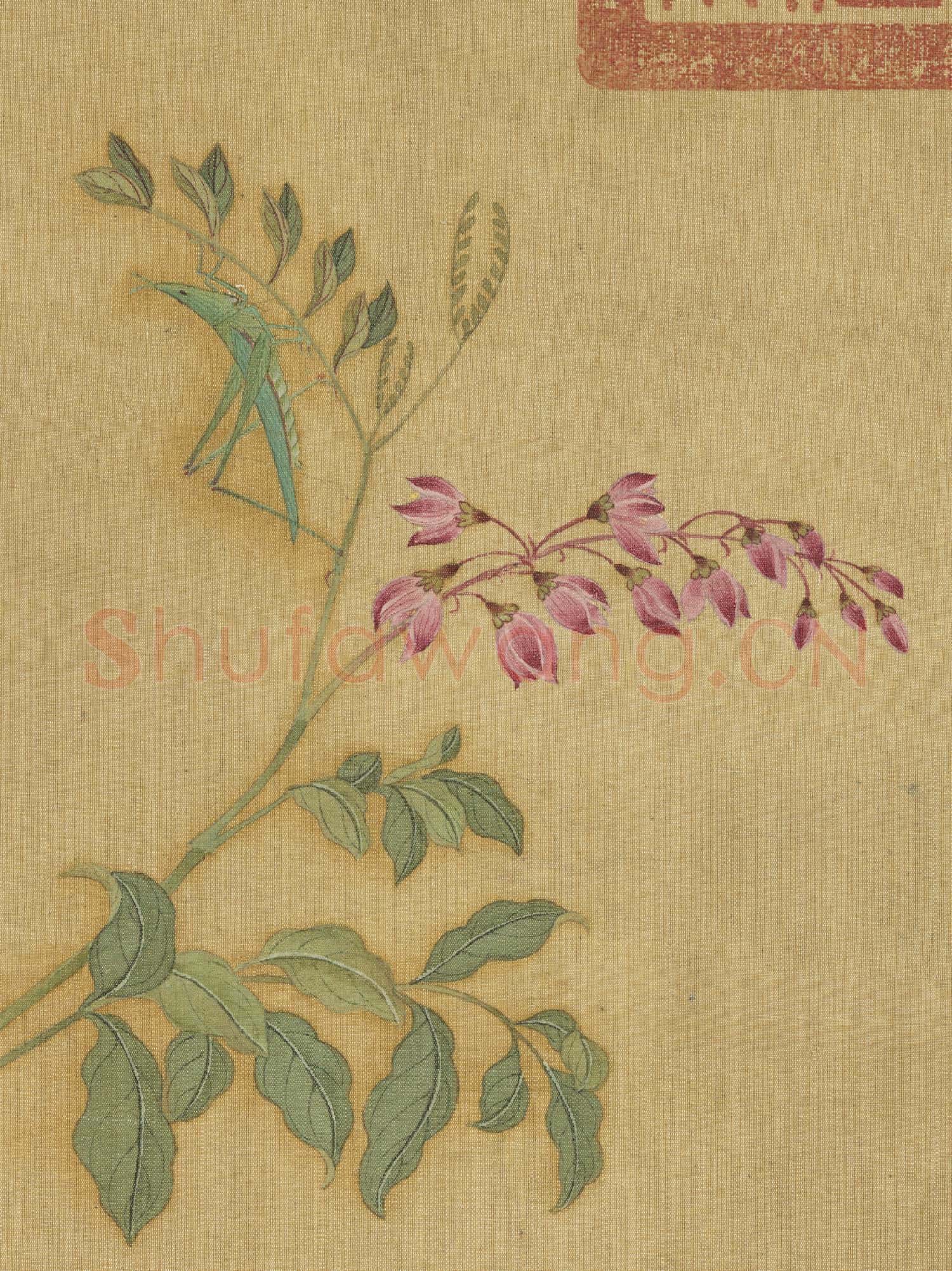 明仇英花鳥 冊 菊花蝗蟲