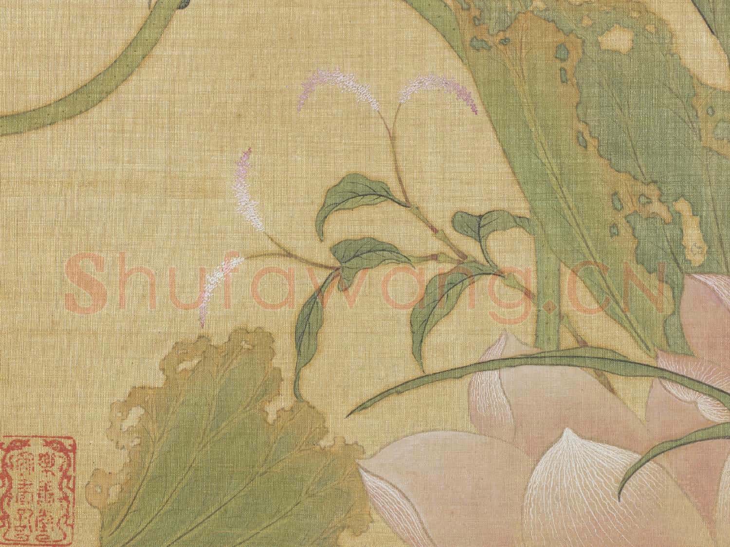 明仇英花鳥 冊 鶺鴒荷花