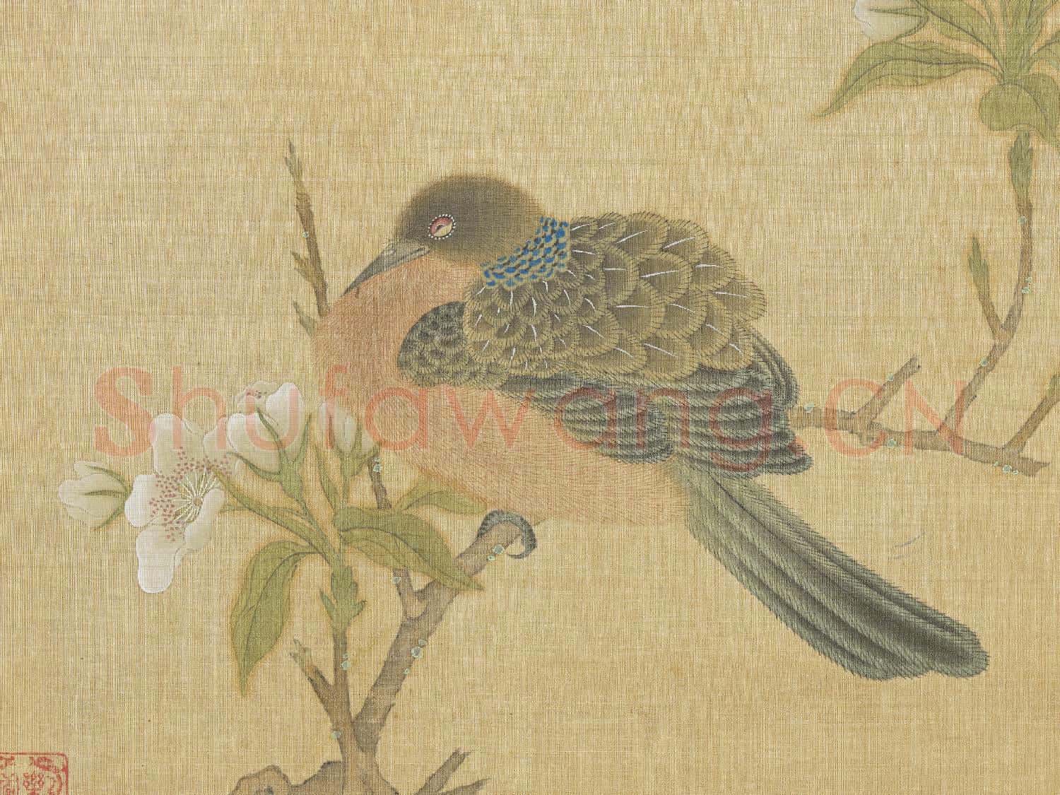 明仇英花鳥 冊 梨花斑鳩