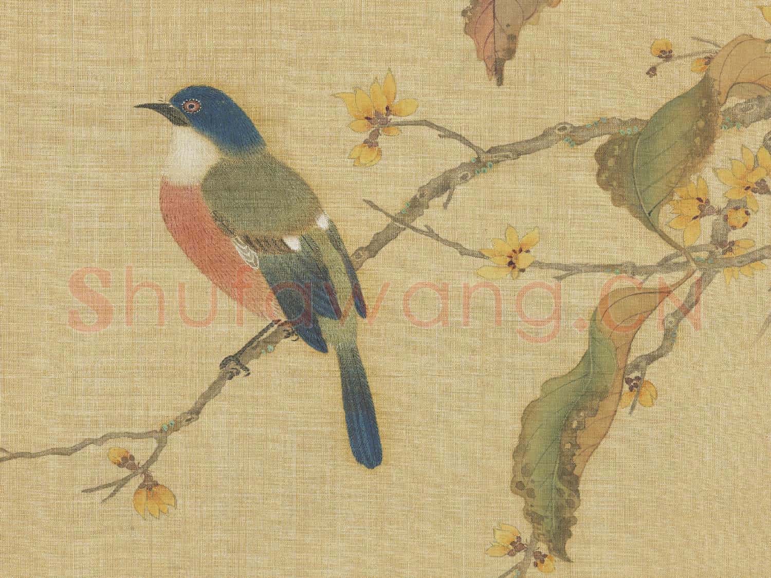 明仇英花鳥 冊 蠟梅紅葉