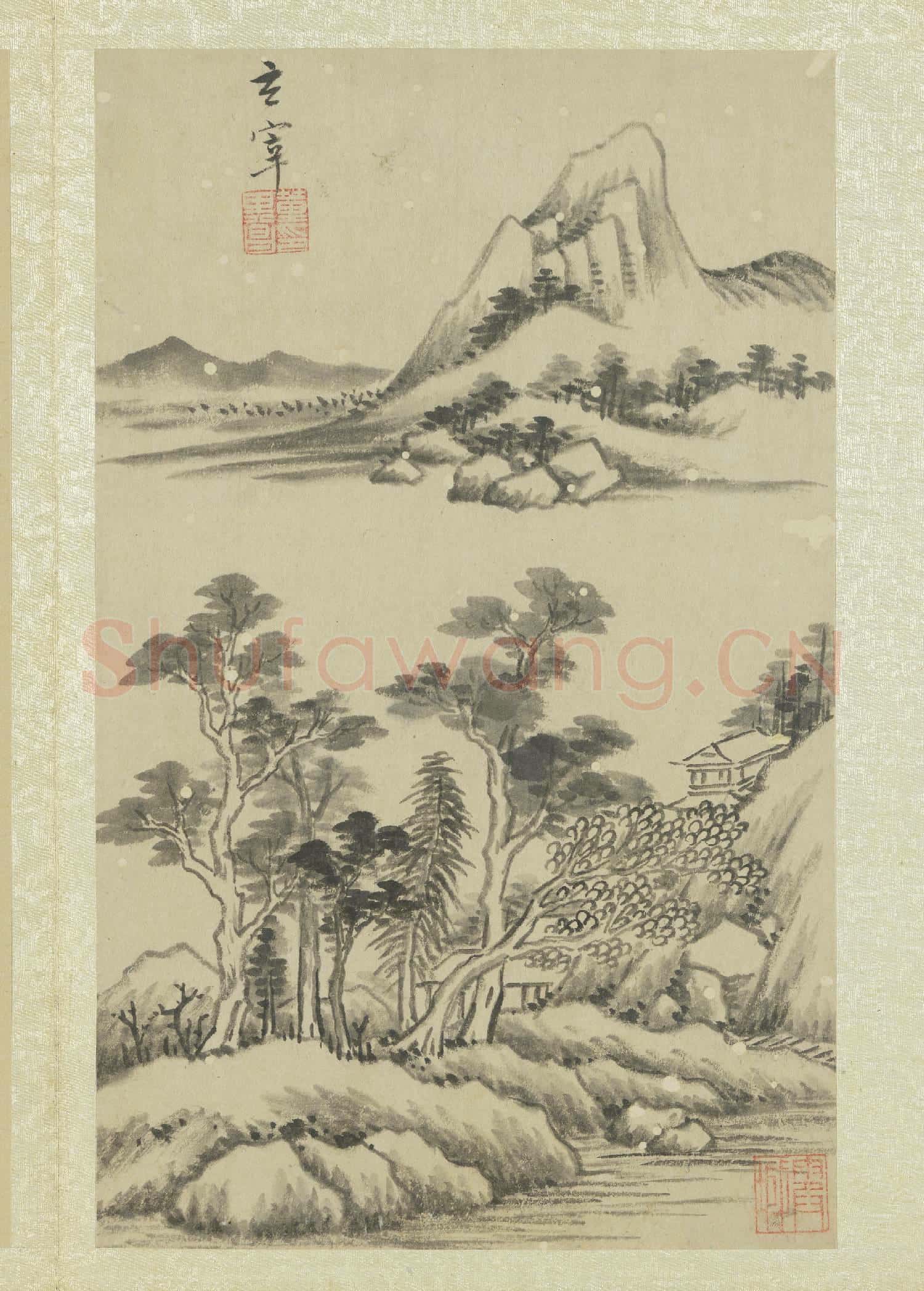 明董其昌畫舟行十景 冊 江岸望山