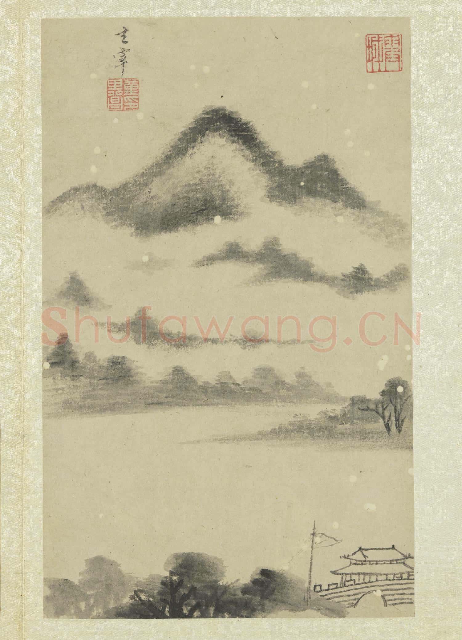 明董其昌畫舟行十景 冊 夏雲在望