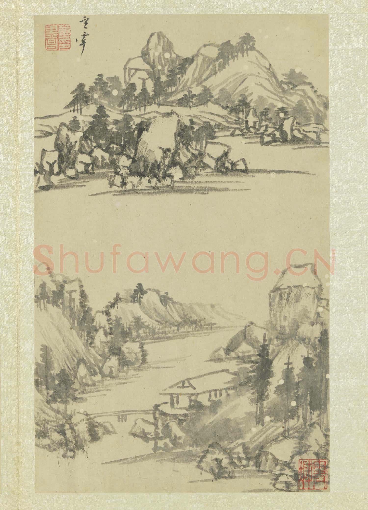 明董其昌畫舟行十景 冊 板橋獨屋