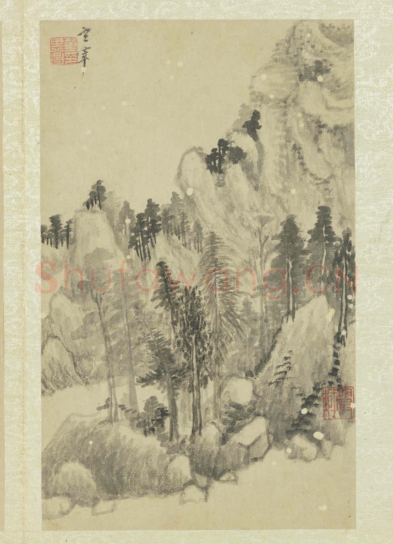 明董其昌畫舟行十景 冊 杉木依翠