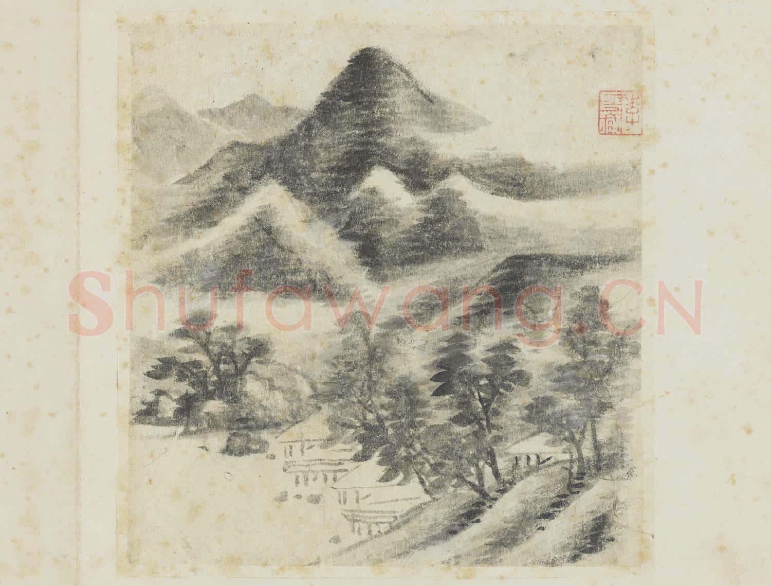明李流芳山水寫生 冊 雲山煙雨