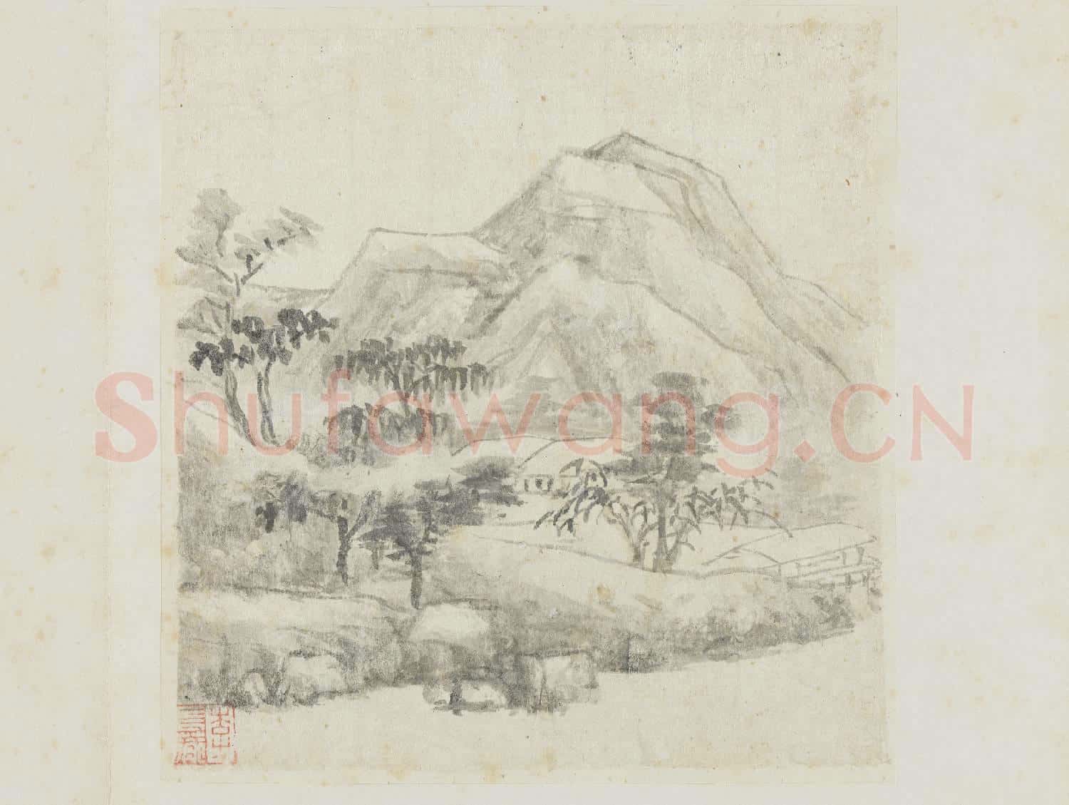 明李流芳山水寫生 冊 磵閣棲煙