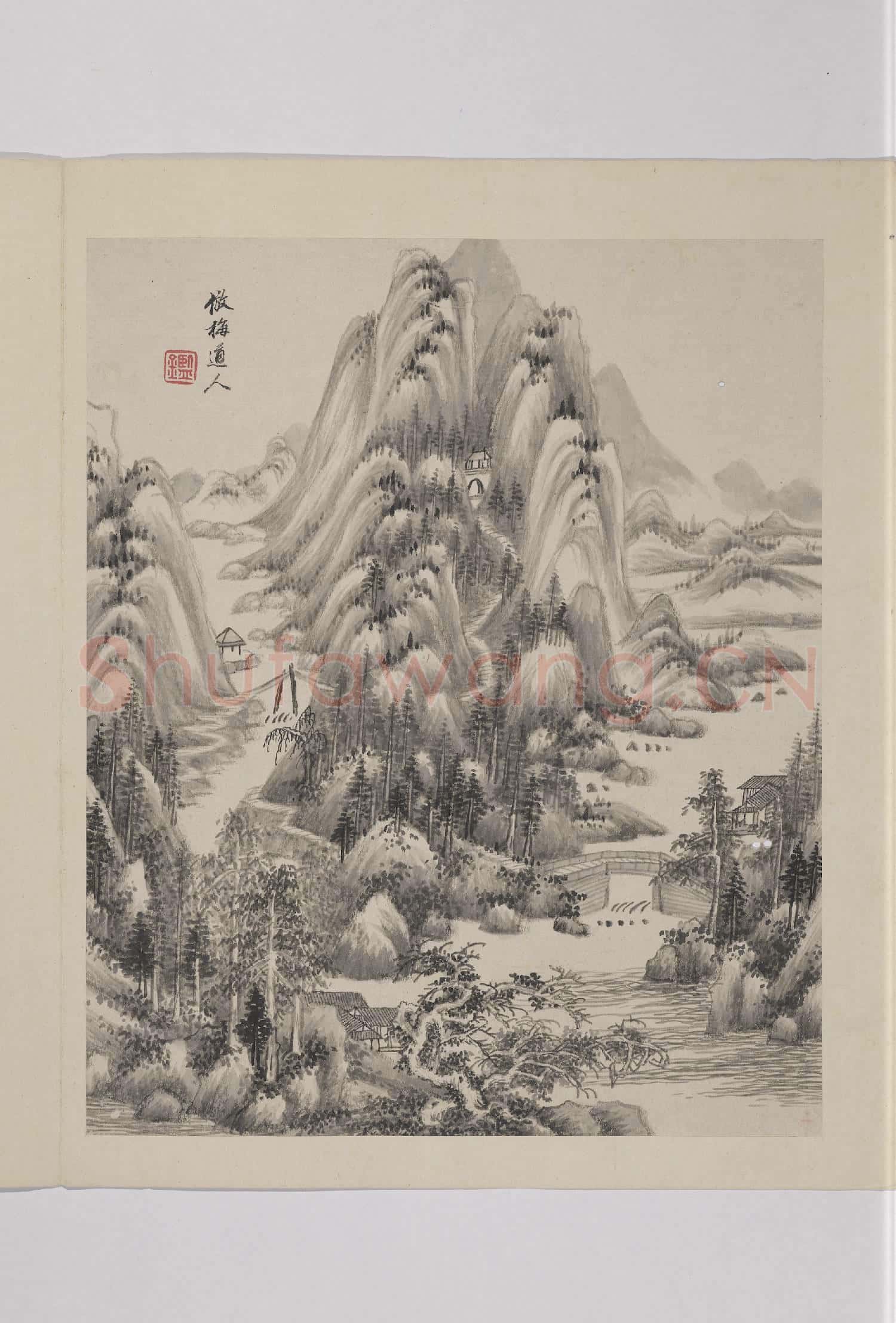 清王鑑仿古山水 冊 倣吳鎮山水