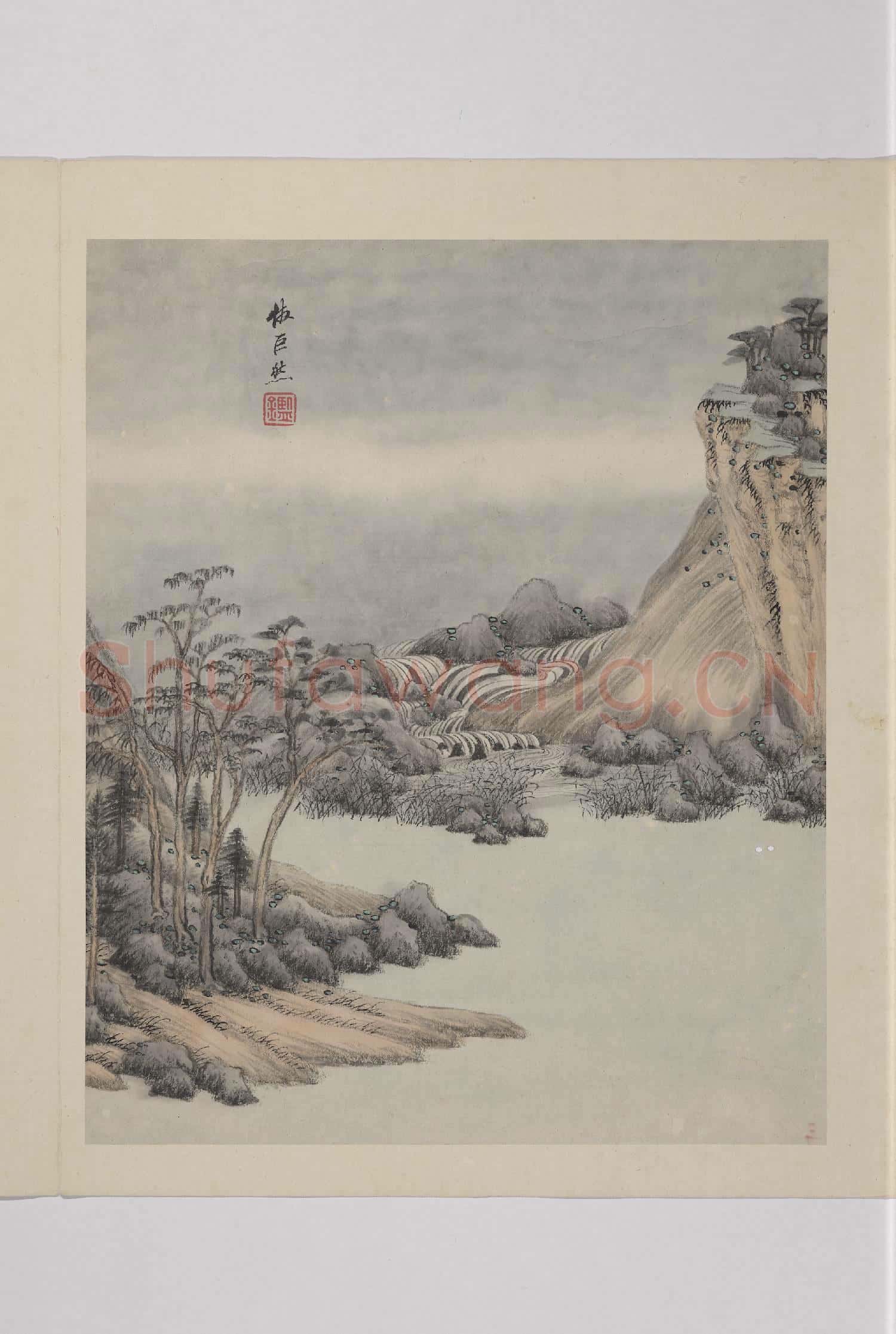 清王鑑仿古山水 冊 倣巨然煙浮遠岫圖