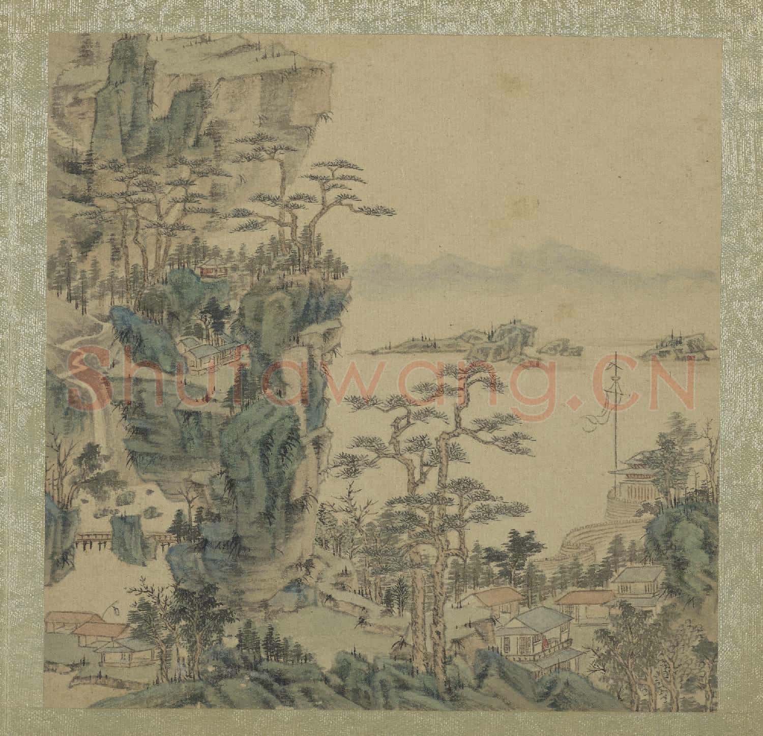 清王翬擬古山水畫冊 冊 城關飄旗