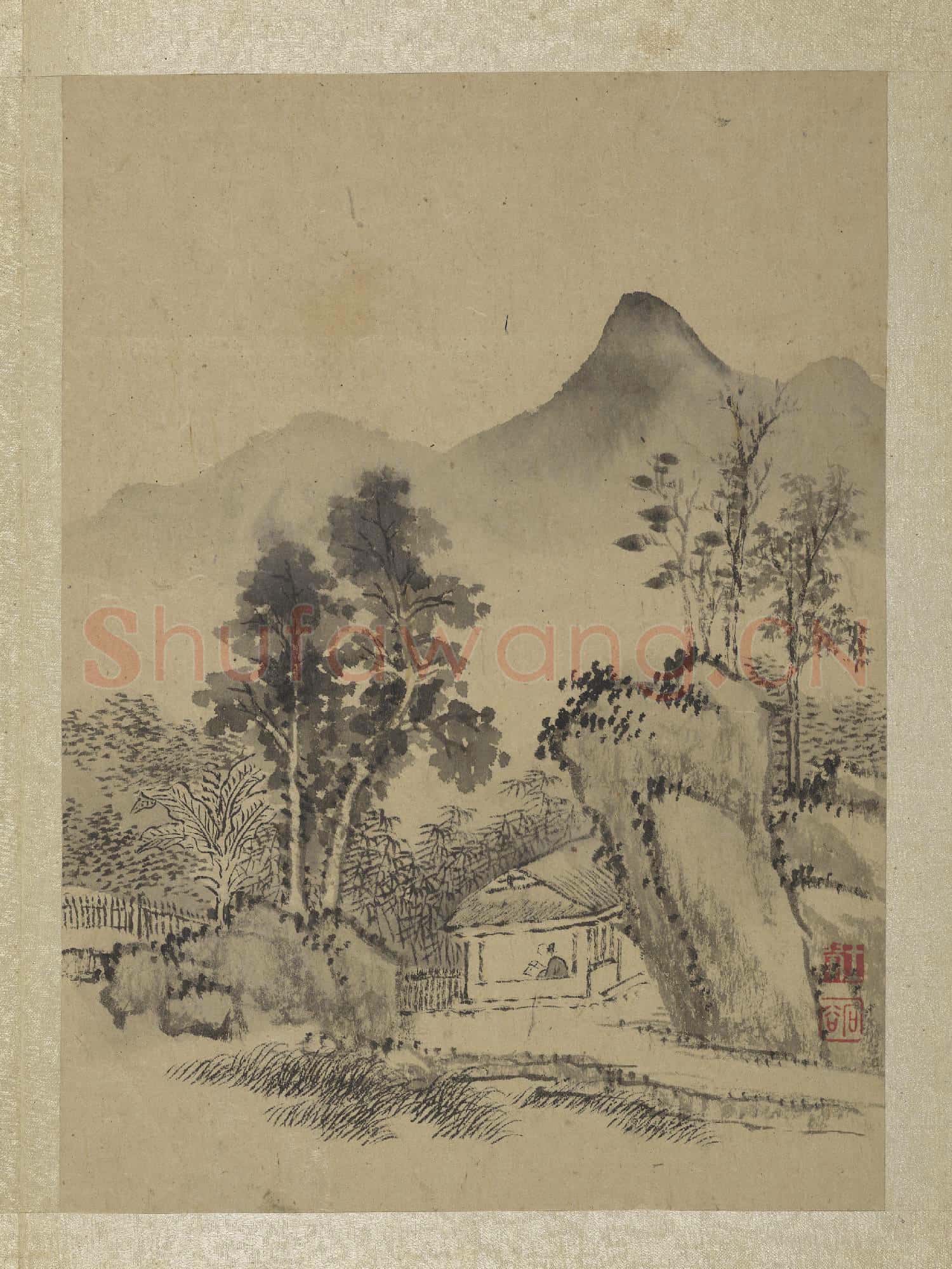 清王翬畫山水 冊 屋中靜讀