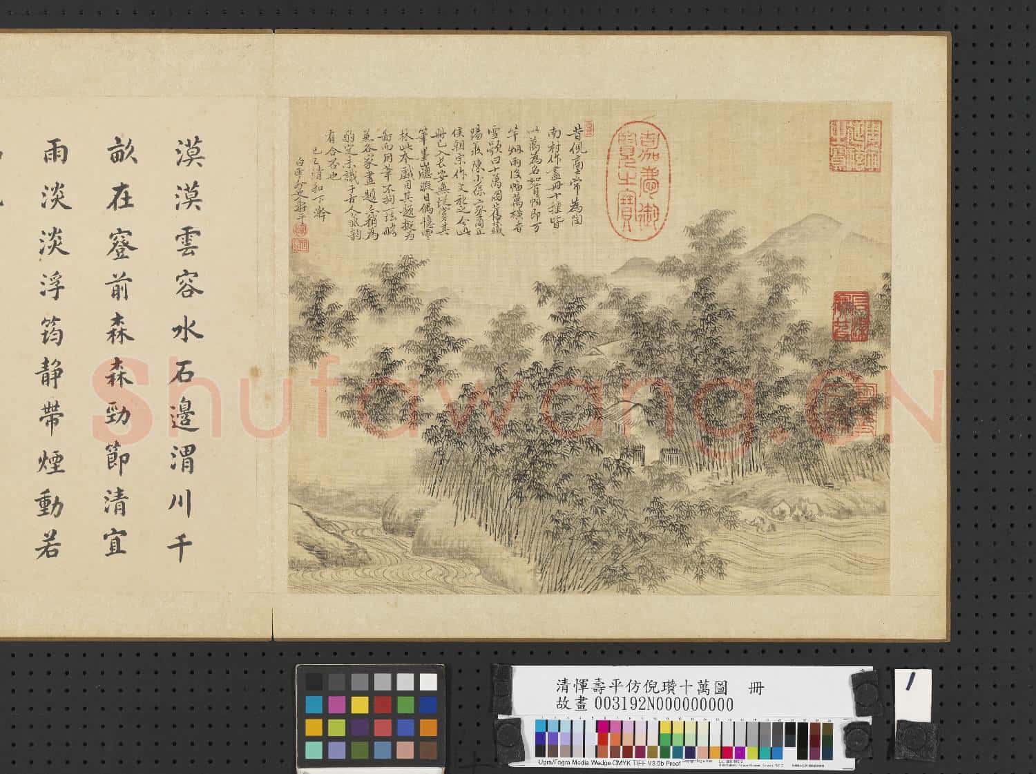 清惲壽平仿倪瓚十萬圖 冊 萬竿煙雨