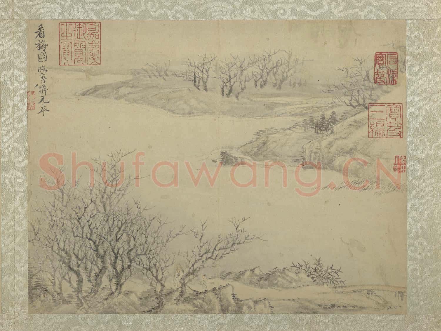 清惲壽平仿古山水 冊 臨唐寅看梅圖