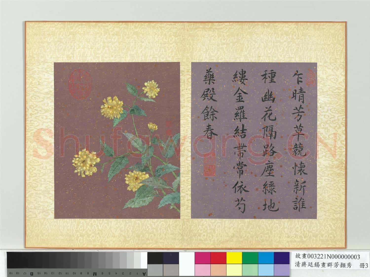 清蔣廷錫畫群芳擷秀 冊 棣棠