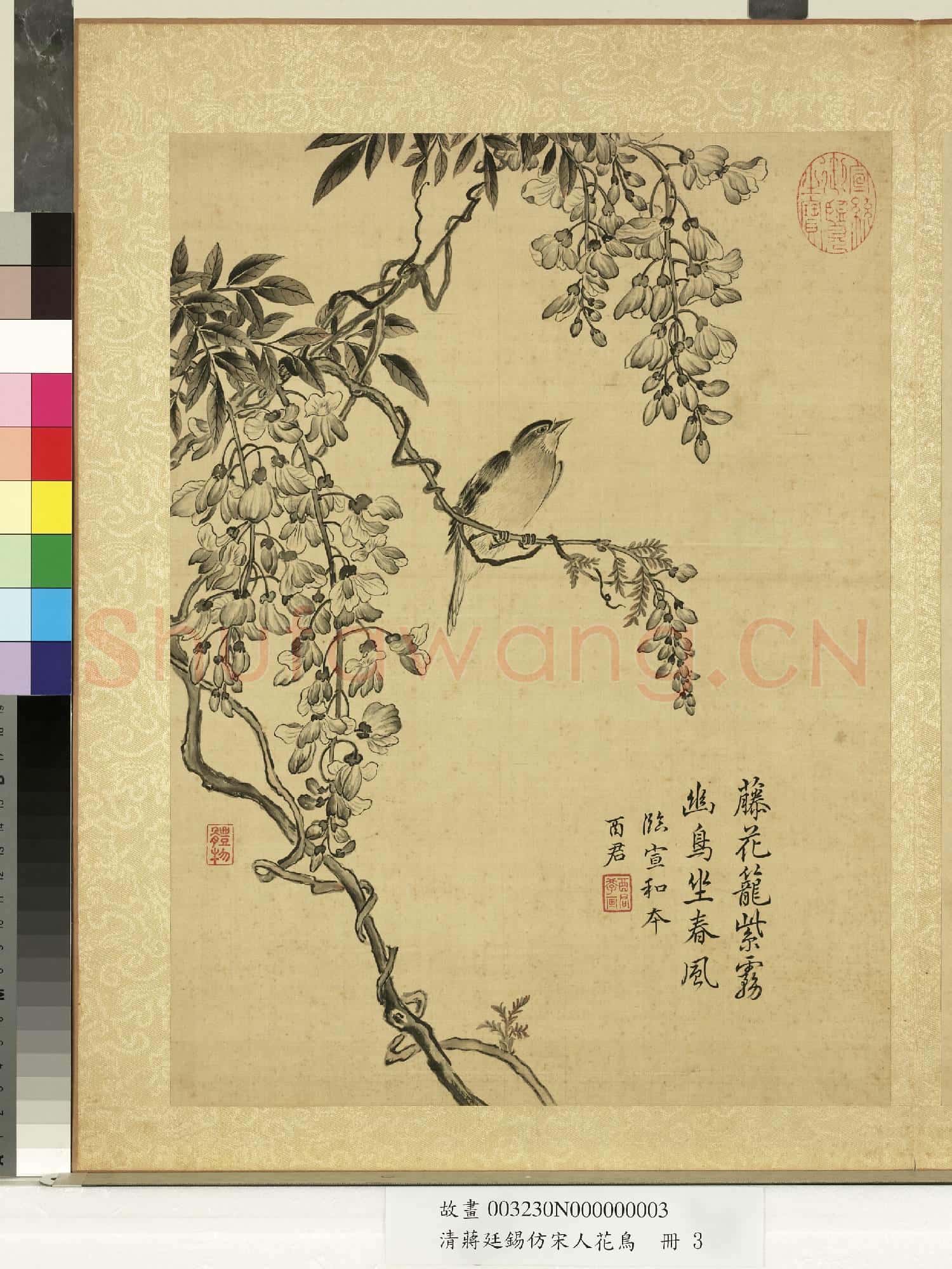 清蔣廷錫仿宋人花鳥 冊 紫藤